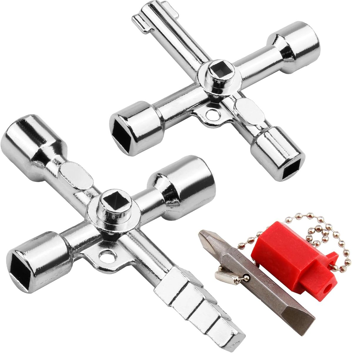 Universele sleutelbediening set - 2-delige 4-zijdige sleutel - Zinklegering - Ideaal voor water- en stroommeters - ShopVlot