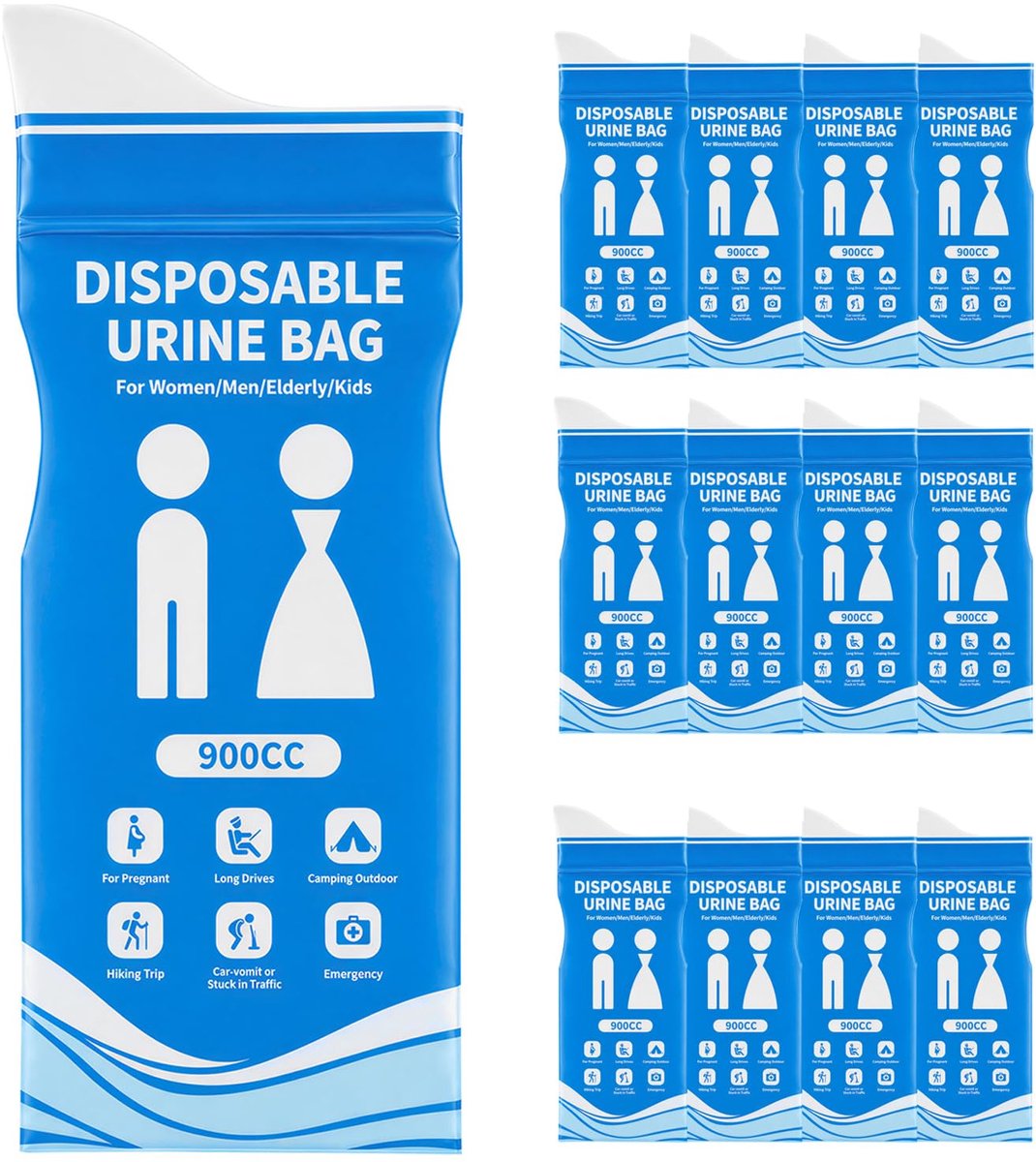 Urinezakken voor onderweg 900 ml - Wegwerp, draagbaar met handvat - Ideaal voor reizen en noodgevallen - ShopVlot