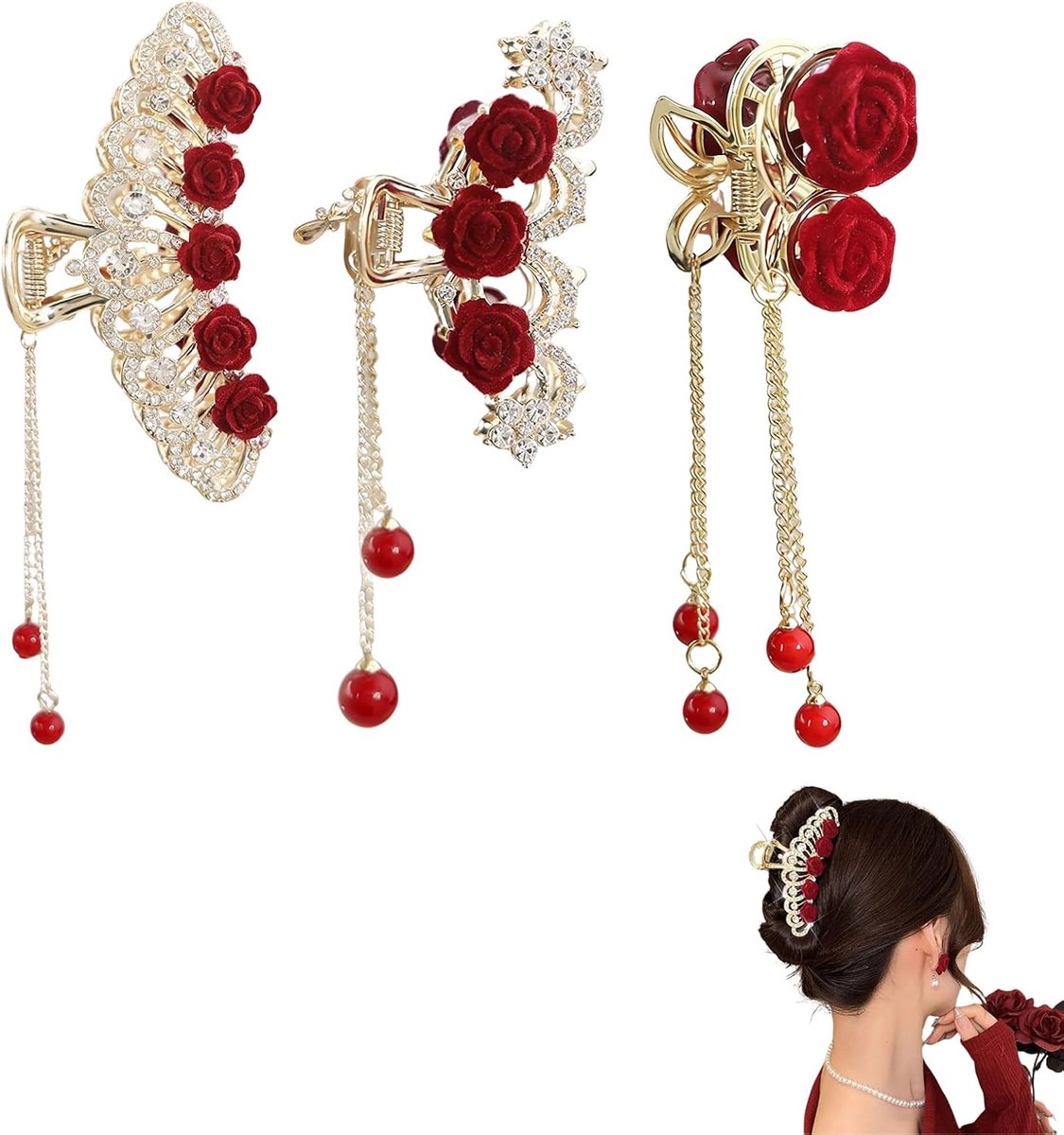 Haarclips groot - met metalen tassel - voor dik haar - trendy en elegant - ShopVlot