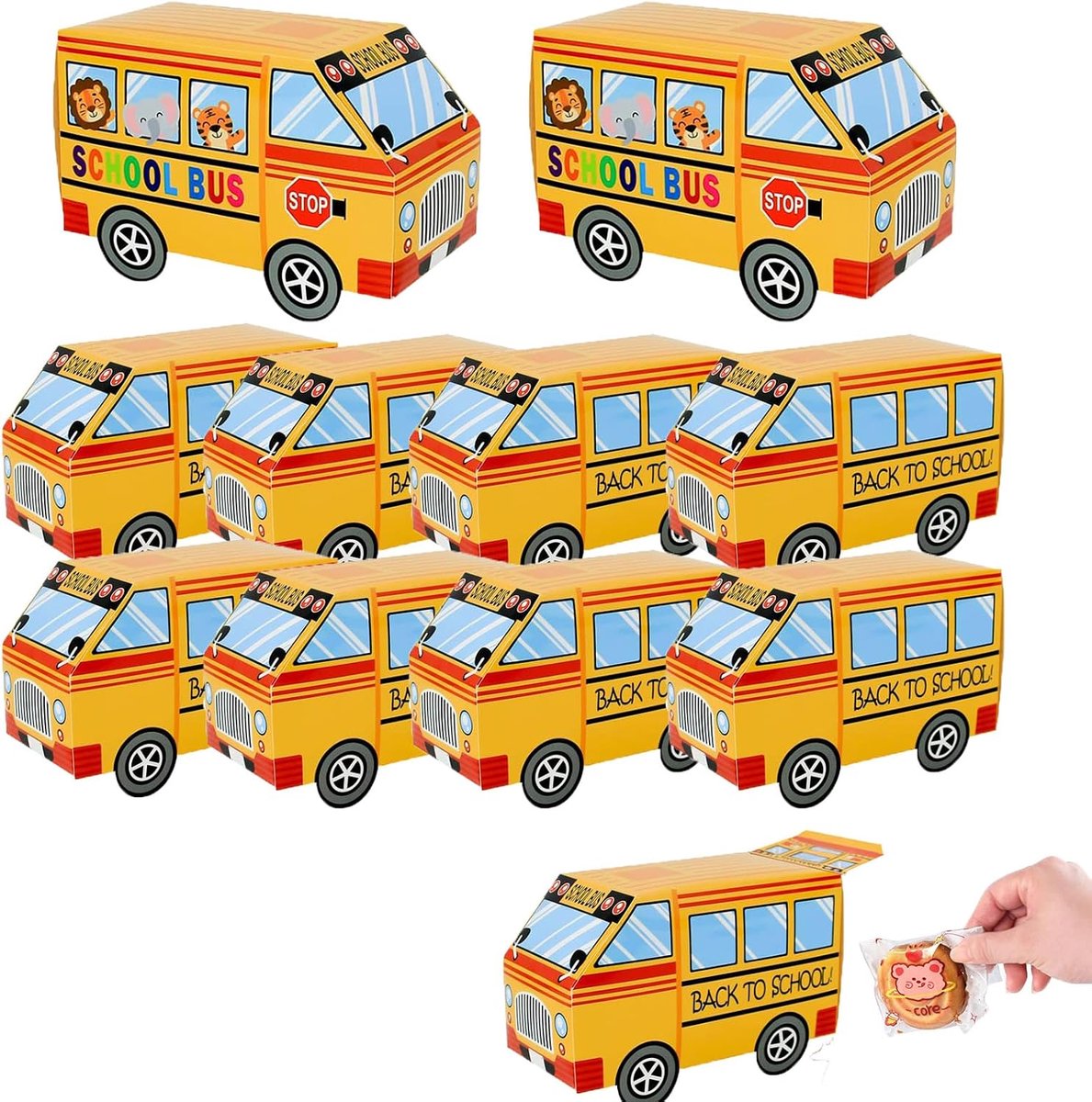 Snoepdozen schoolbus 10 stuks - gele schoolbus - leuke decoratie - perfect voor terug naar school feest - ShopVlot