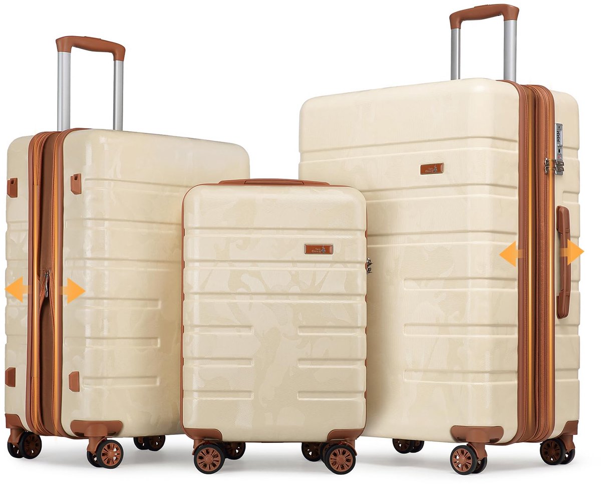 Kofferset 3 Harde Schaal - Uitbreidbaar - Lichtgewicht Trolley met Wieltjes - Ideaal voor Reizen - ShopVlot