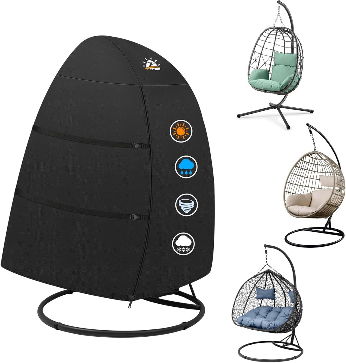 Tuinstoelhoes 600D PU - Waterdicht - Dubbele coconstoel - Bescherming tegen weer en vuil - ShopVlot
