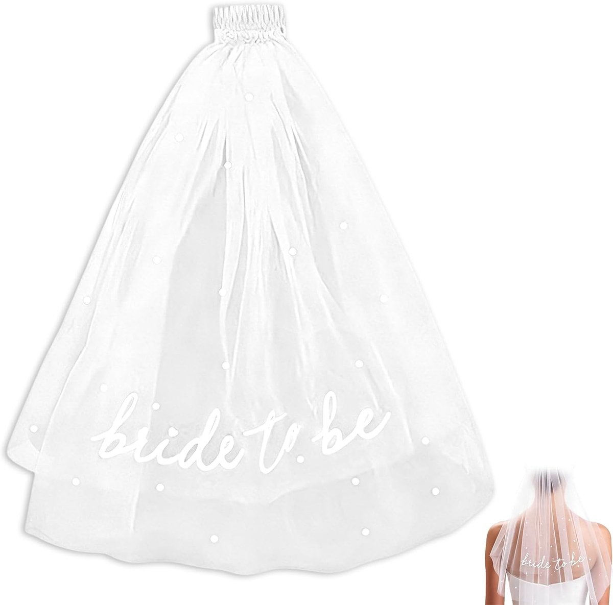 Korte sluier 45 cm - wit - zacht handgevoel - perfect voor bruiloften - ShopVlot