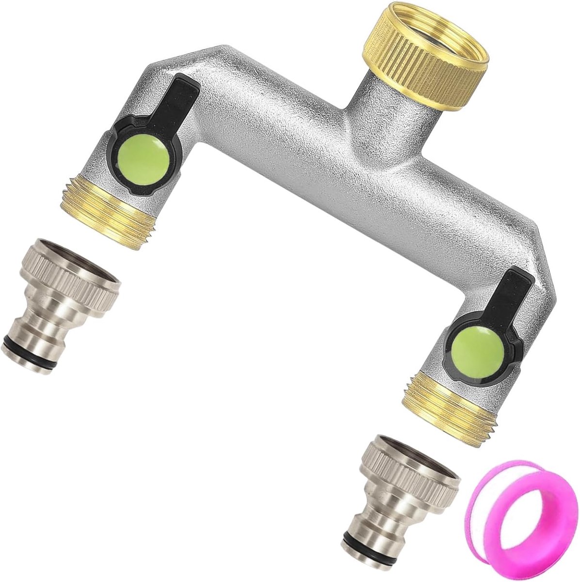Waterverdeler 2-gang 3/4 inch - Zinklegering met kogelkranen - Precisie waterflow regeling - ShopVlot