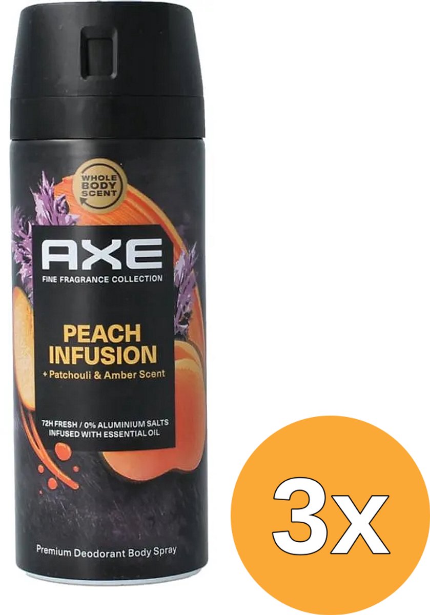 3x Axe Deodorant Bodyspray Peach Infusion (150 ml)