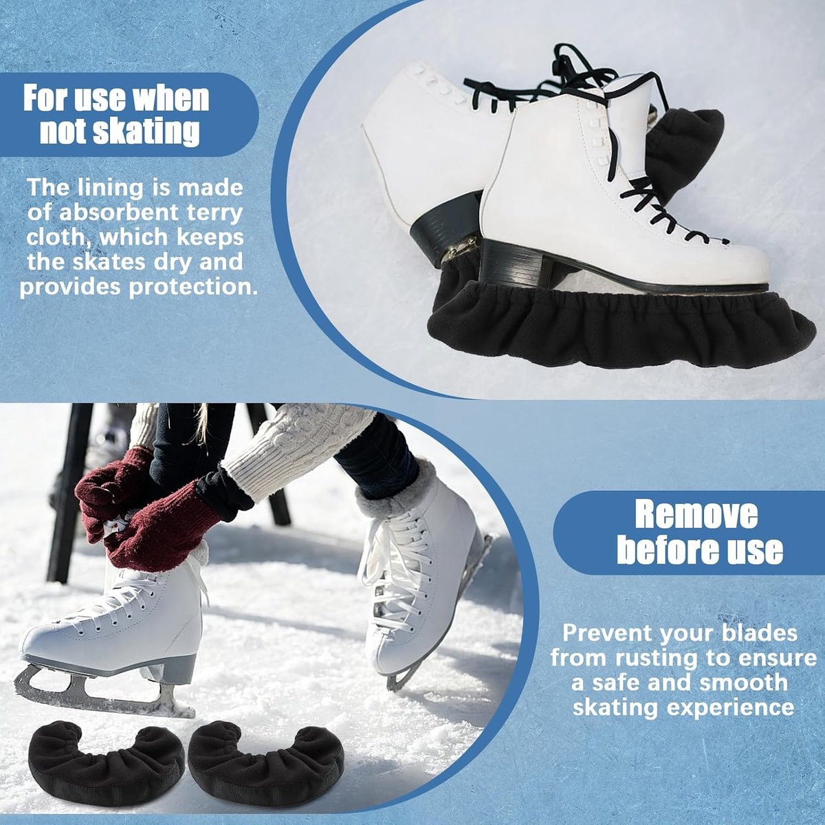 Schaatsbeschermers voor schaatsbladen - microvezel - bescherming tegen slijtage - houdt schaatsen in topconditie - ShopVlot