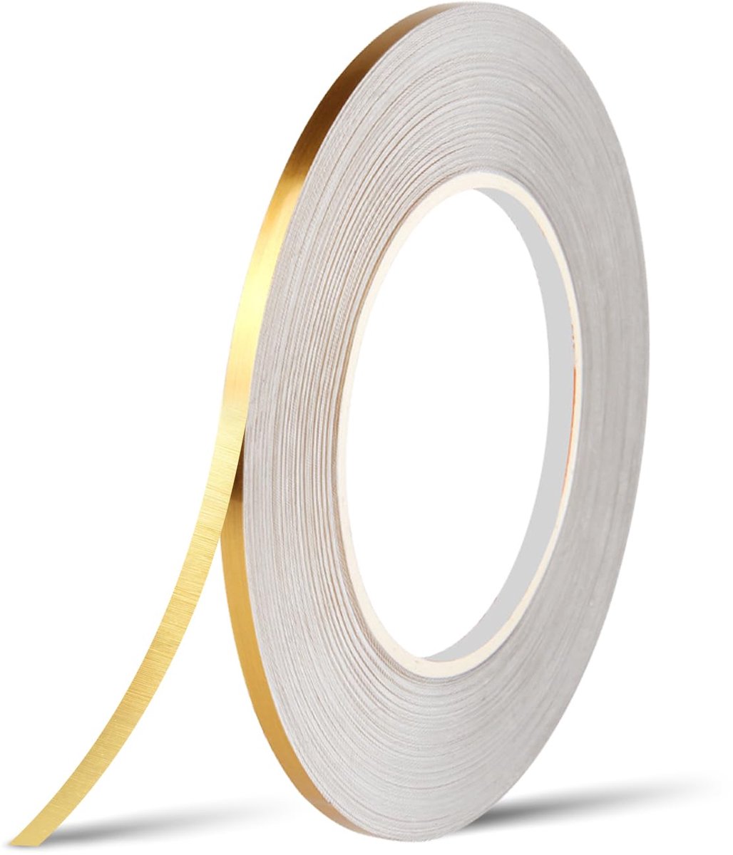 Spiegelband 5 mm x 50 m - Goud gemetaliseerd - Zelfklevende PET-folie - Perfect voor wanddecoratie - ShopVlot
