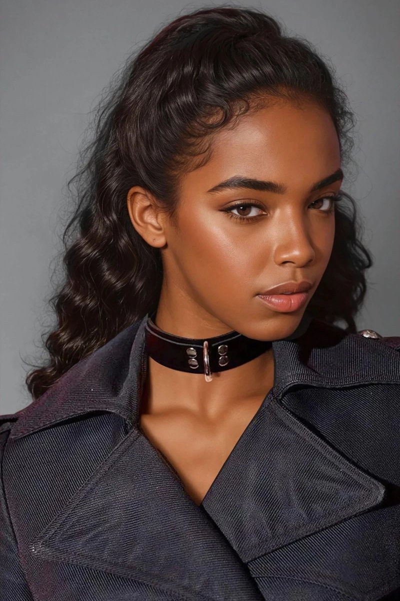 Zwarte Kunstleren Harness Choker Halsketting Halsaccessoire Standaard Maat Handgemaakt