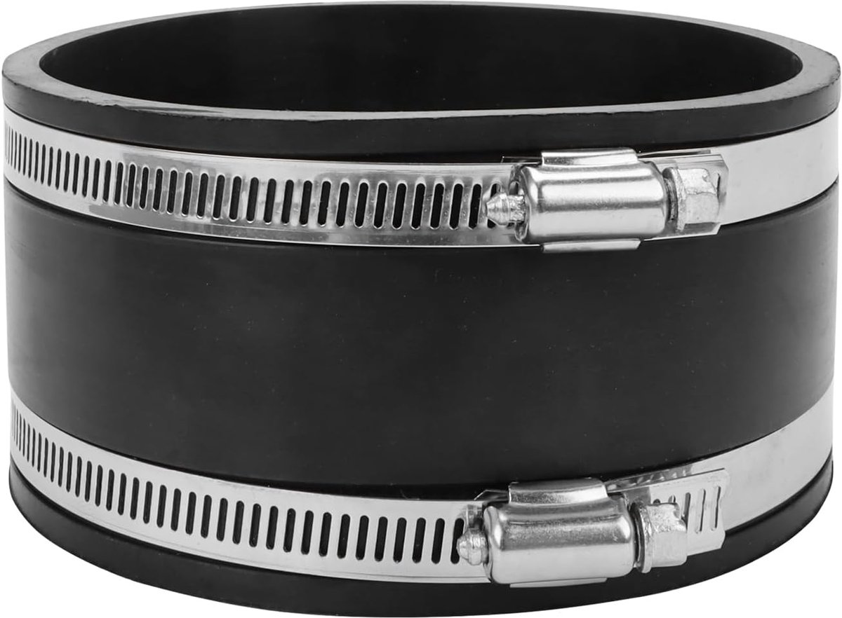 Flexible rubber koppeling 125mm - met twee RVS klemmen - geluiddemping - ideaal voor ventilatie - ShopVlot