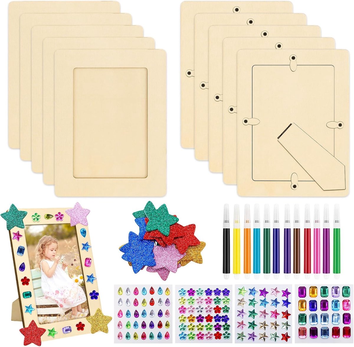 Houten Fotolijsten Set 20 x 15 cm - DIY Knutselset voor Kinderen - Creatieve Decoratie voor Feestjes - ShopVlot