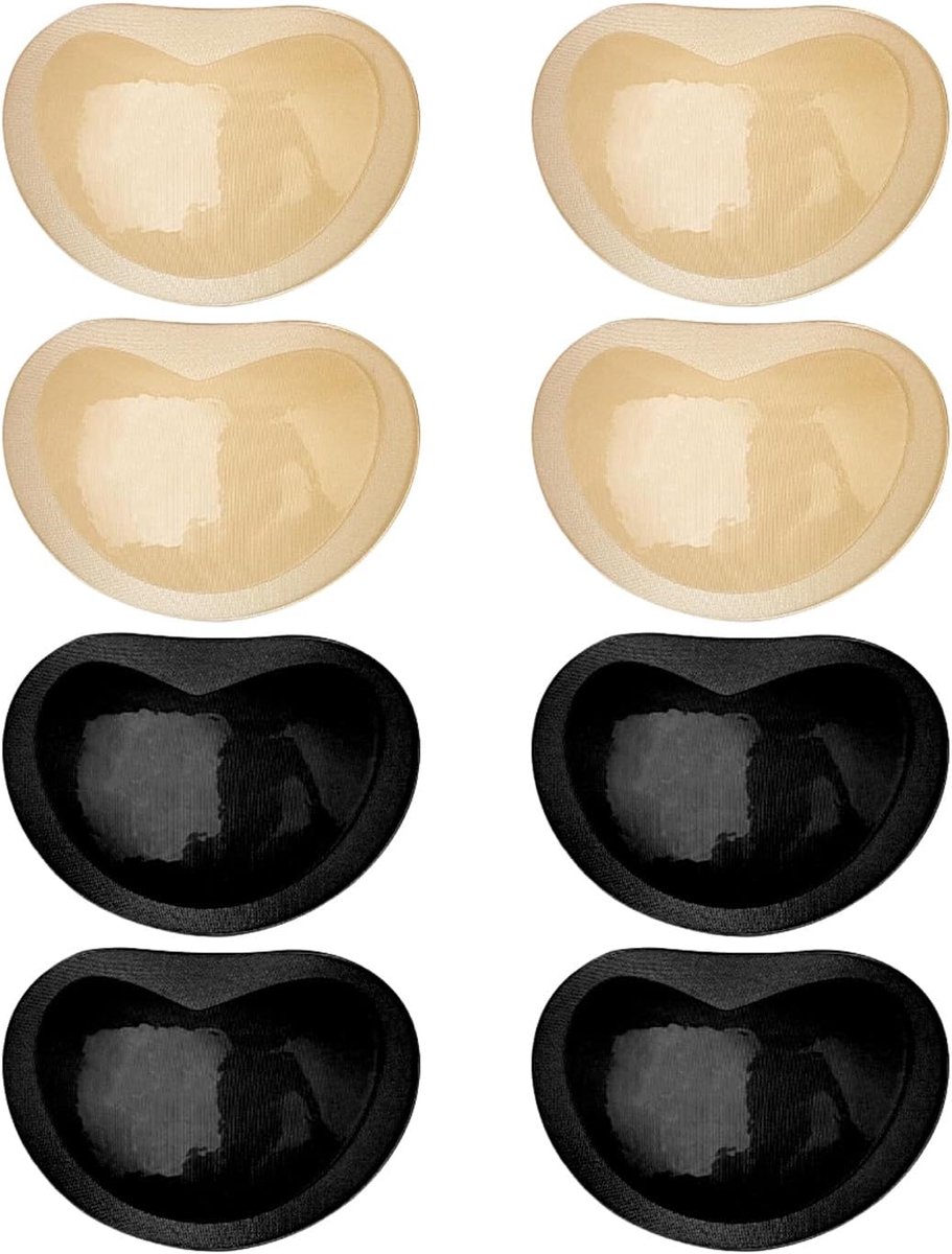 Spons borstpads 4 paar - huidkleur en zwart - non-slip en comfortabel - ideale ondersteuning voor onderkleding - ShopVlot