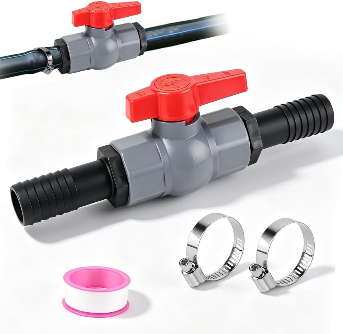 Kogelkraan 32 mm - PVC met slangverbinder - Afsluitventiel voor zwembad - Voor eenvoudig waterbeheer - ShopVlot