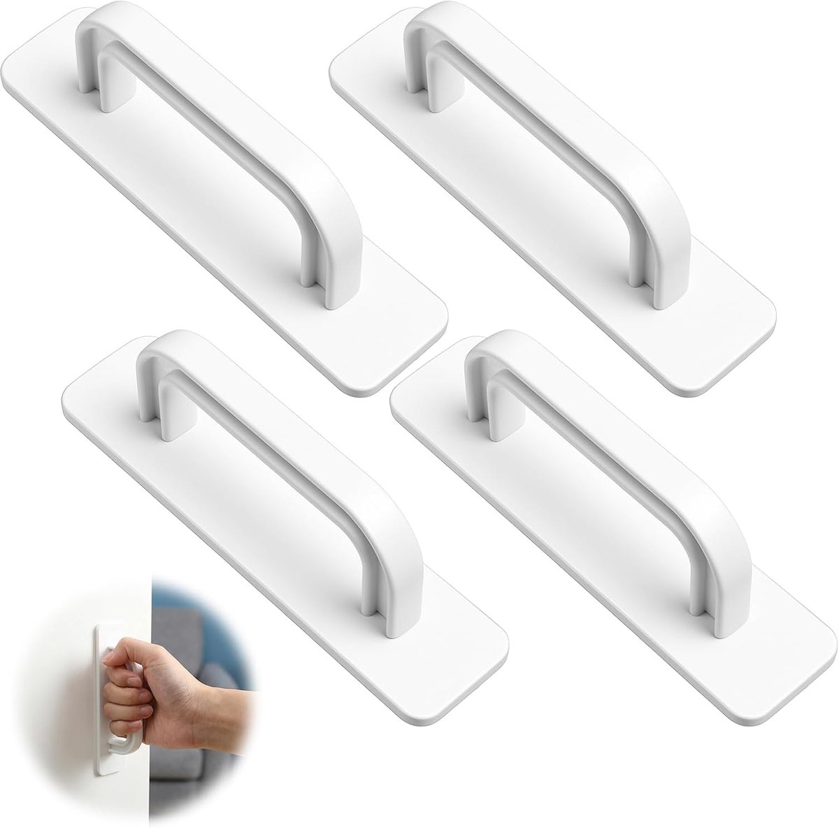 Plastic zelfklevende handgrepen 100mm - witte balkon deurhendels - zonder boren - eenvoudig te installeren - ShopVlot