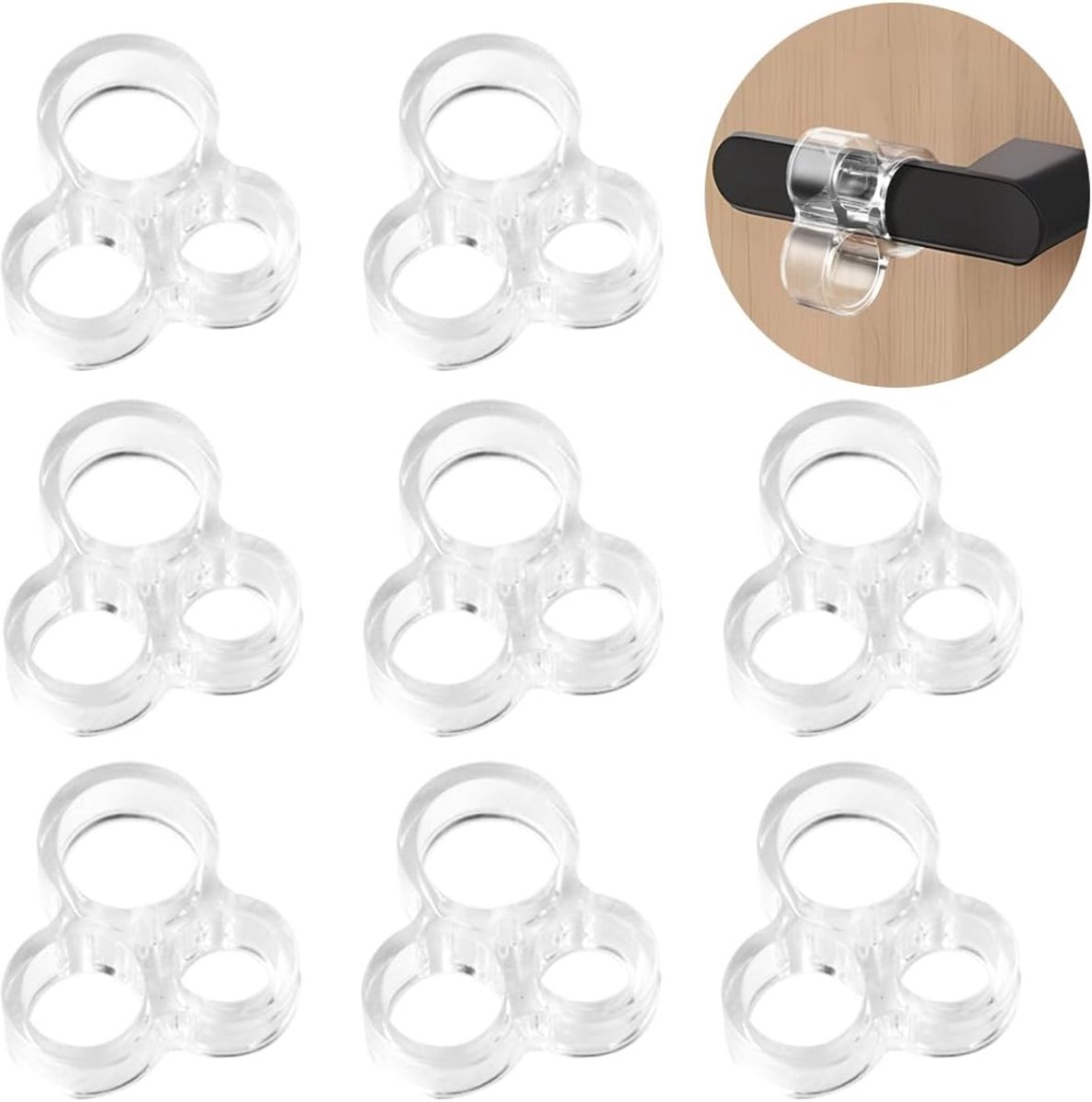 Deurstopper set van 8 - robuuste PVC - transparant - eenvoudig te installeren - ShopVlot