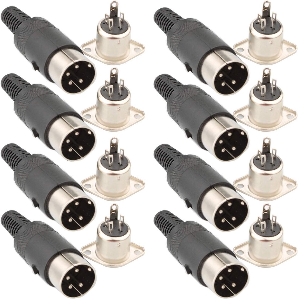 DIN stroomstopcontact 4-polig - soldeerconnector - zwart - eenvoudig te installeren voor audioapparatuur - ShopVlot