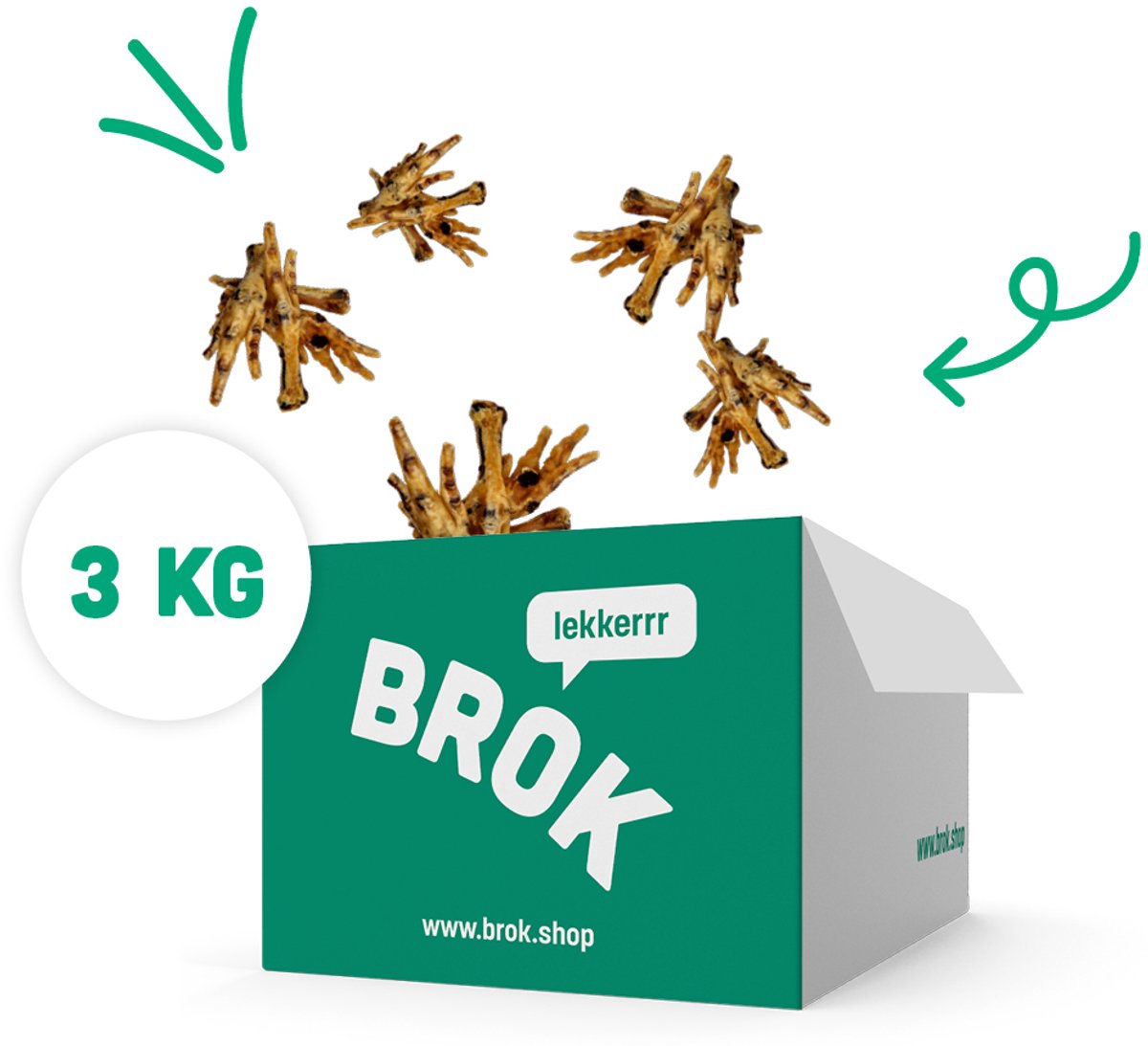 Kippenpoten – BROK Natuurlijke Hondensnacks – Gezonde Kauwsnacks Voor Honden – 100% Natuurlijk - 3kg