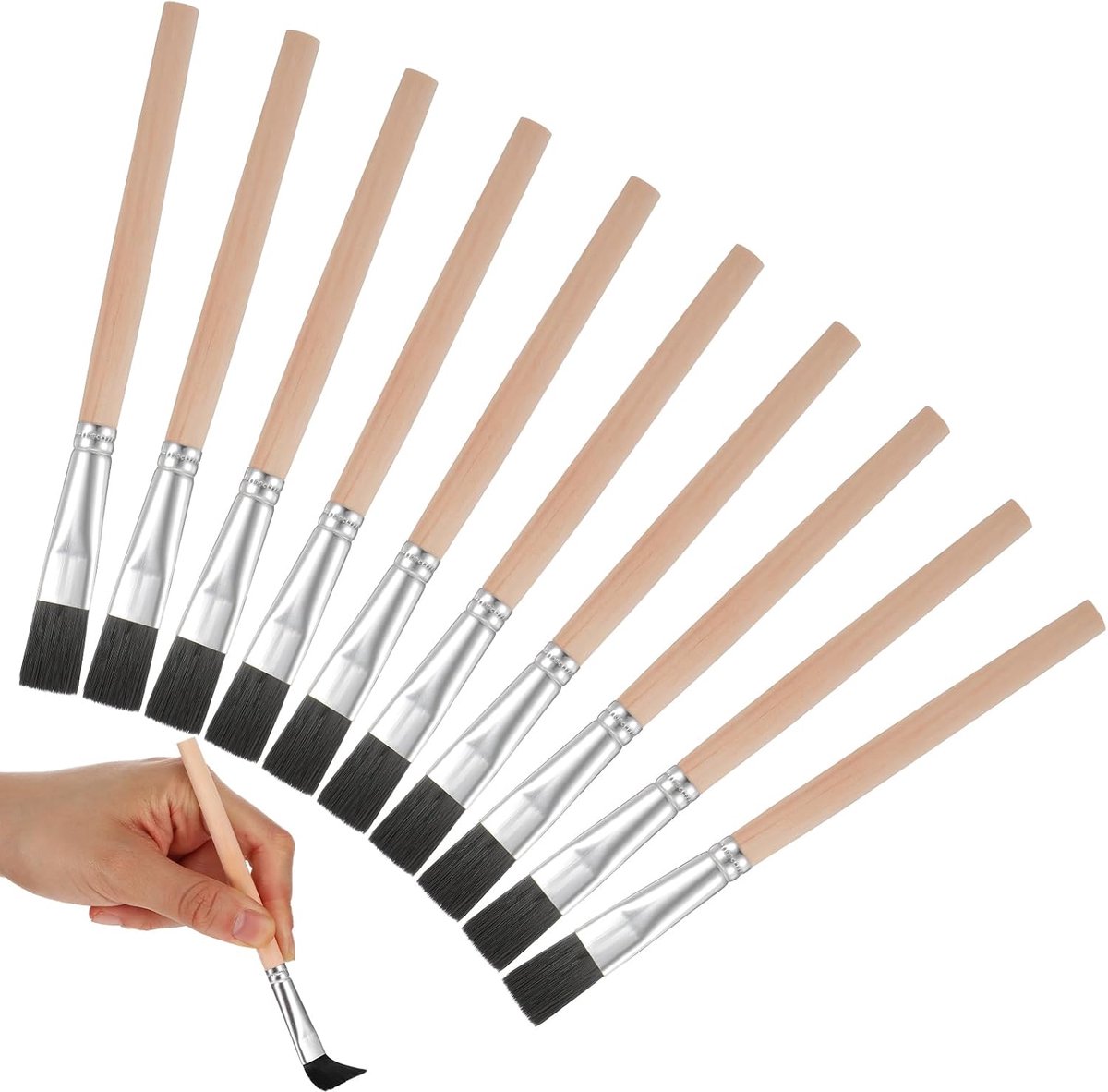 Verfkwasten set 10-delig - brede platte brushes - duurzaam nylon en hout - ideaal voor acryl en detailwerk - ShopVlot