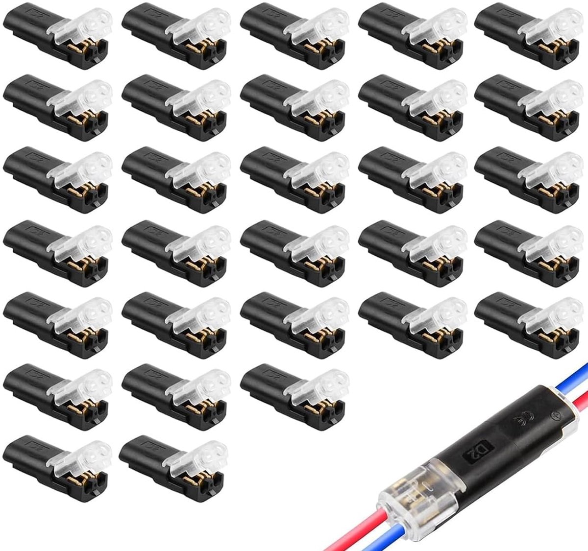 Elektrische snelkoppelingen 30 stuks - 2-polig - waterdicht - snelle en veilige verbinding voor autobedrading - ShopVlot
