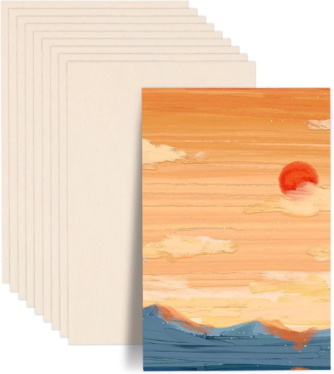Pack of 10 Plywood Panels, 2 mm, 40 x 30 cm, Plywood, Wooden Panels for Crafts, Wooden Panels, Particleboard, Birch - ShopVlot