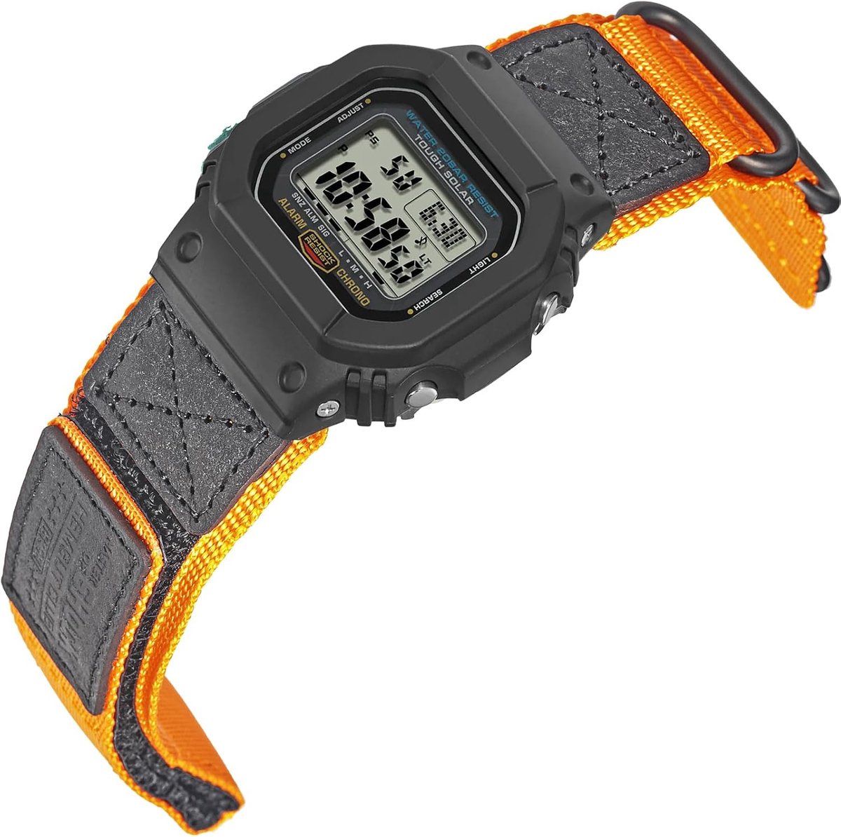HEMSUT Replacement Watch Band Compatible with UKTEST, 16mm Military Tactical Shockproof Nylon and Leather Strap for - ShopVlot