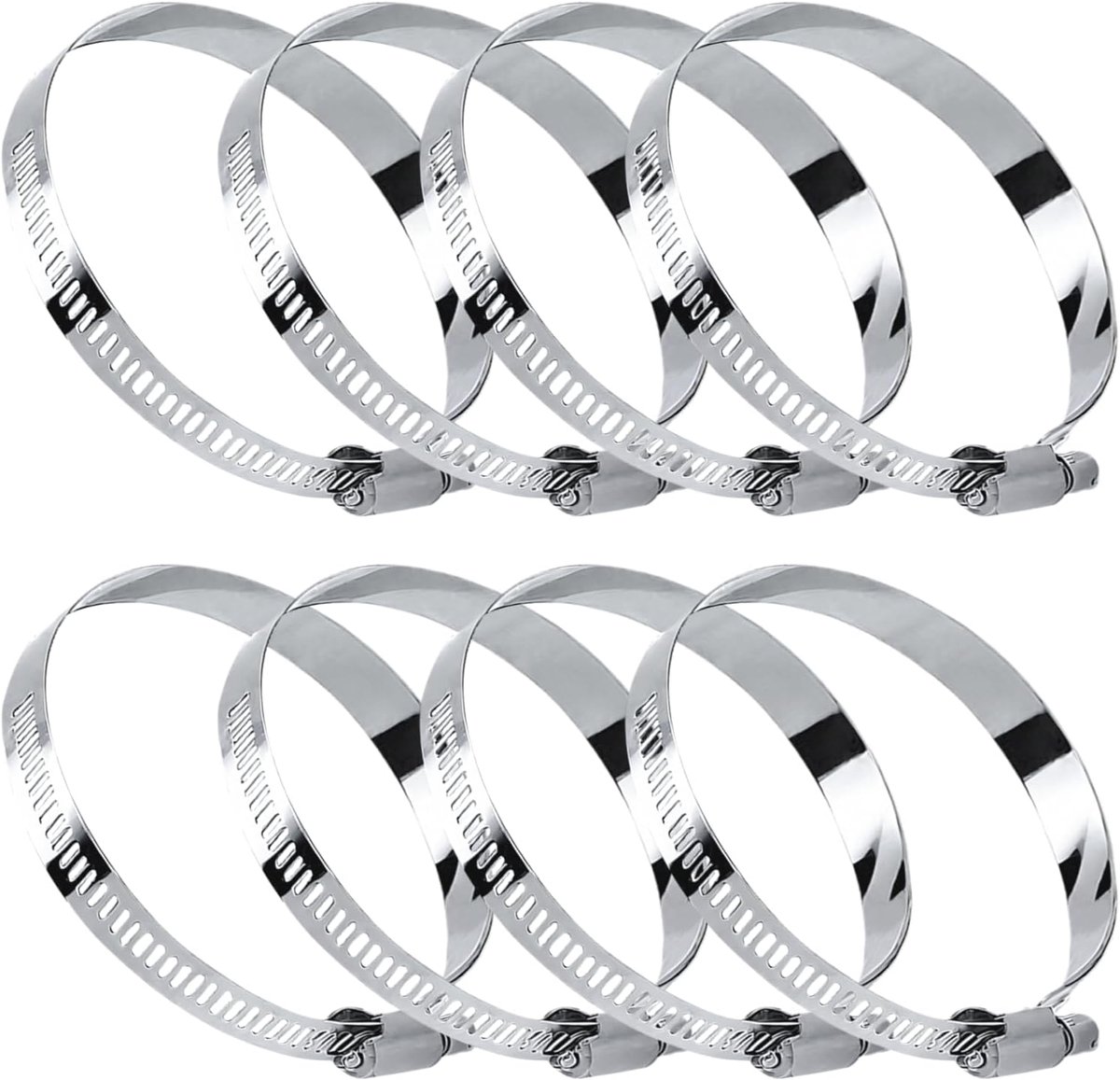8 Pcs Stainless Steel Hose Clamps 80-100mm Adjustable Hose Clamps Set for Car, Industry and Garden, Stainless Pipe - ShopVlot
