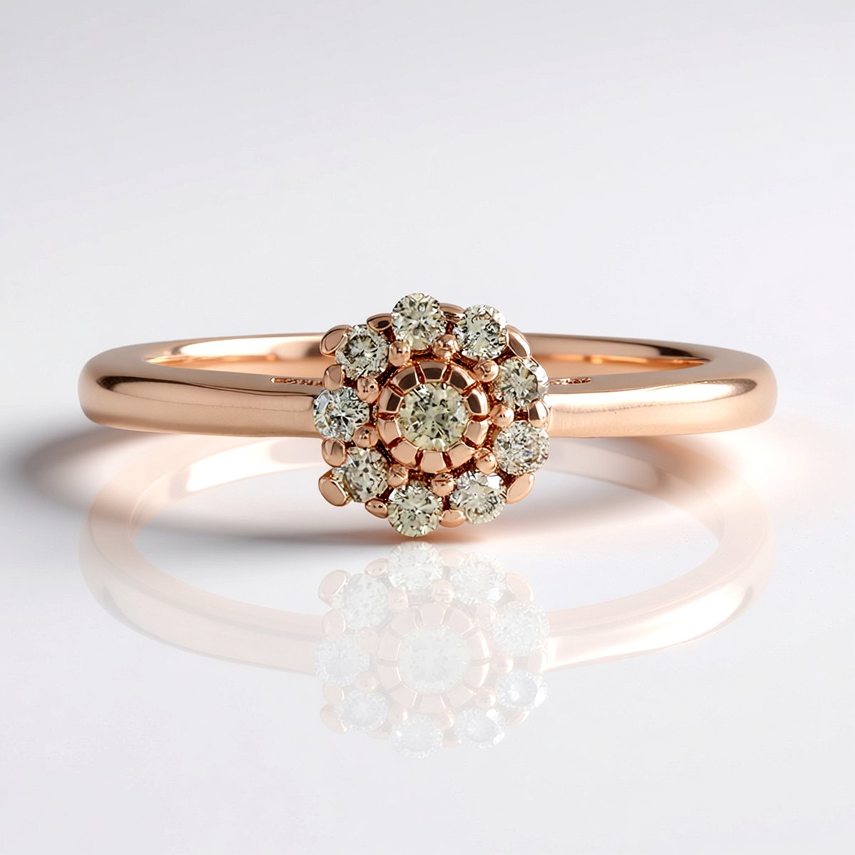 Cavill - Zilveren Ring - 925 Sterling Zilver - Roségoudverguld - I2 Bruine Diamant 0,137 ct - Ronde Briljantslijp - Luxe Elegante Damesring