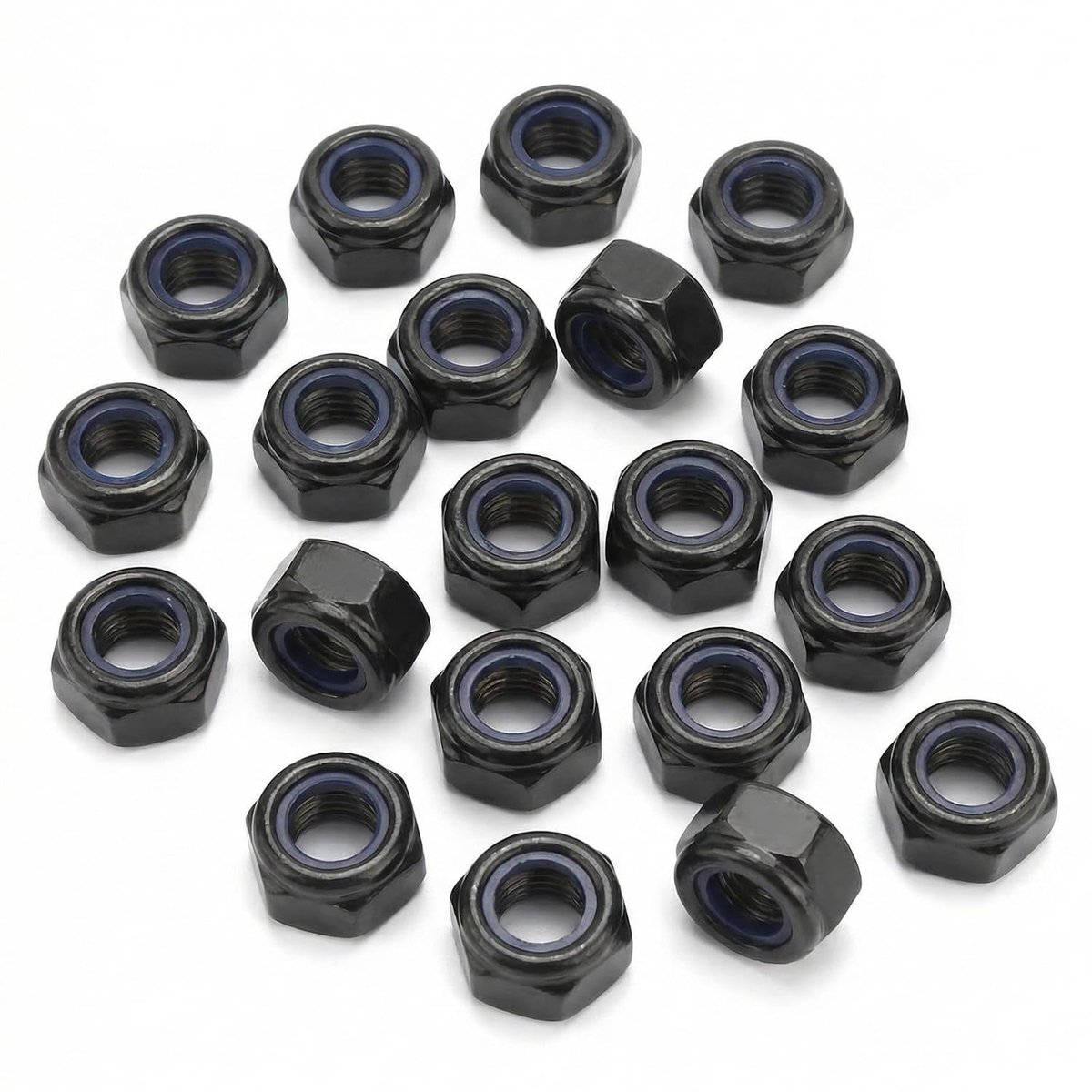 Pack of 20 M8 Hex Nuts Self Locking Nuts DIN 985 A2 Stainless Steel for Mechanical Engineering, Vehicle Construction - ShopVlot