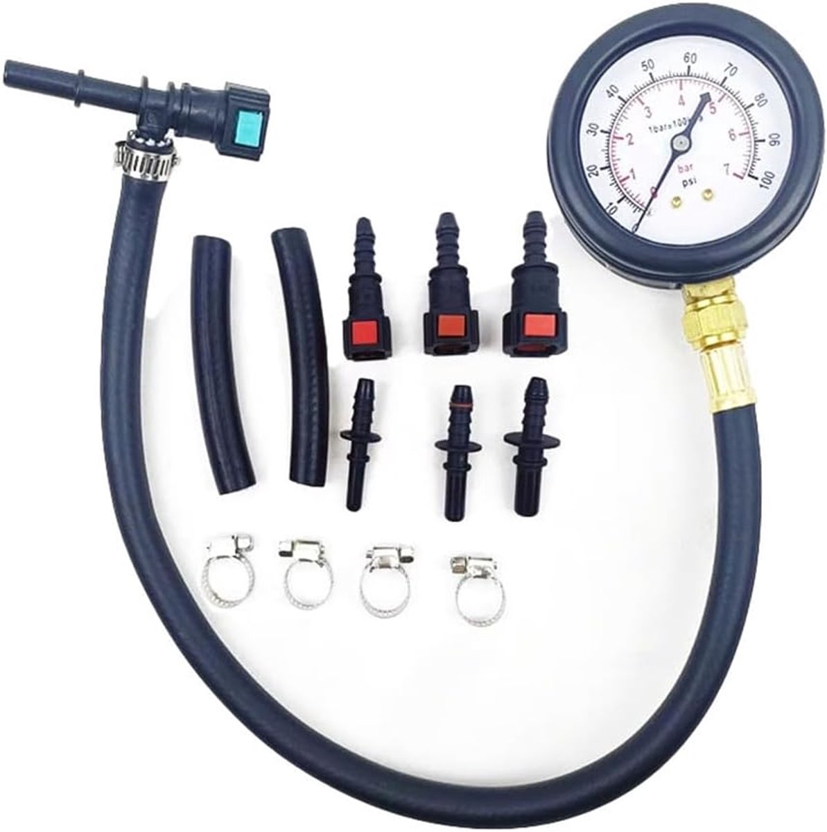 Brandstofsysteem voor motorvoertuigen, benzine, motorfiets, auto, druktester, manometer 0-100 psi, 6,3/7,89/9,49 met - ShopVlot