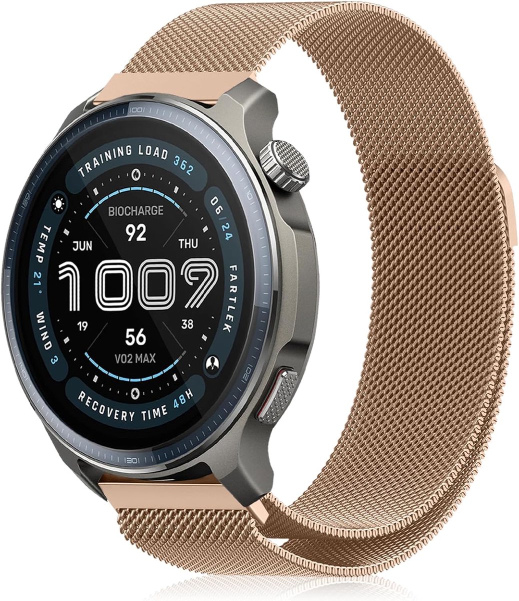 22mm Metal Strap Compatible with Amazfit Balance 2/Balance/Bip 6/5/Pop 3S, Breathable Mesh Bracelet with Magnetic - ShopVlot