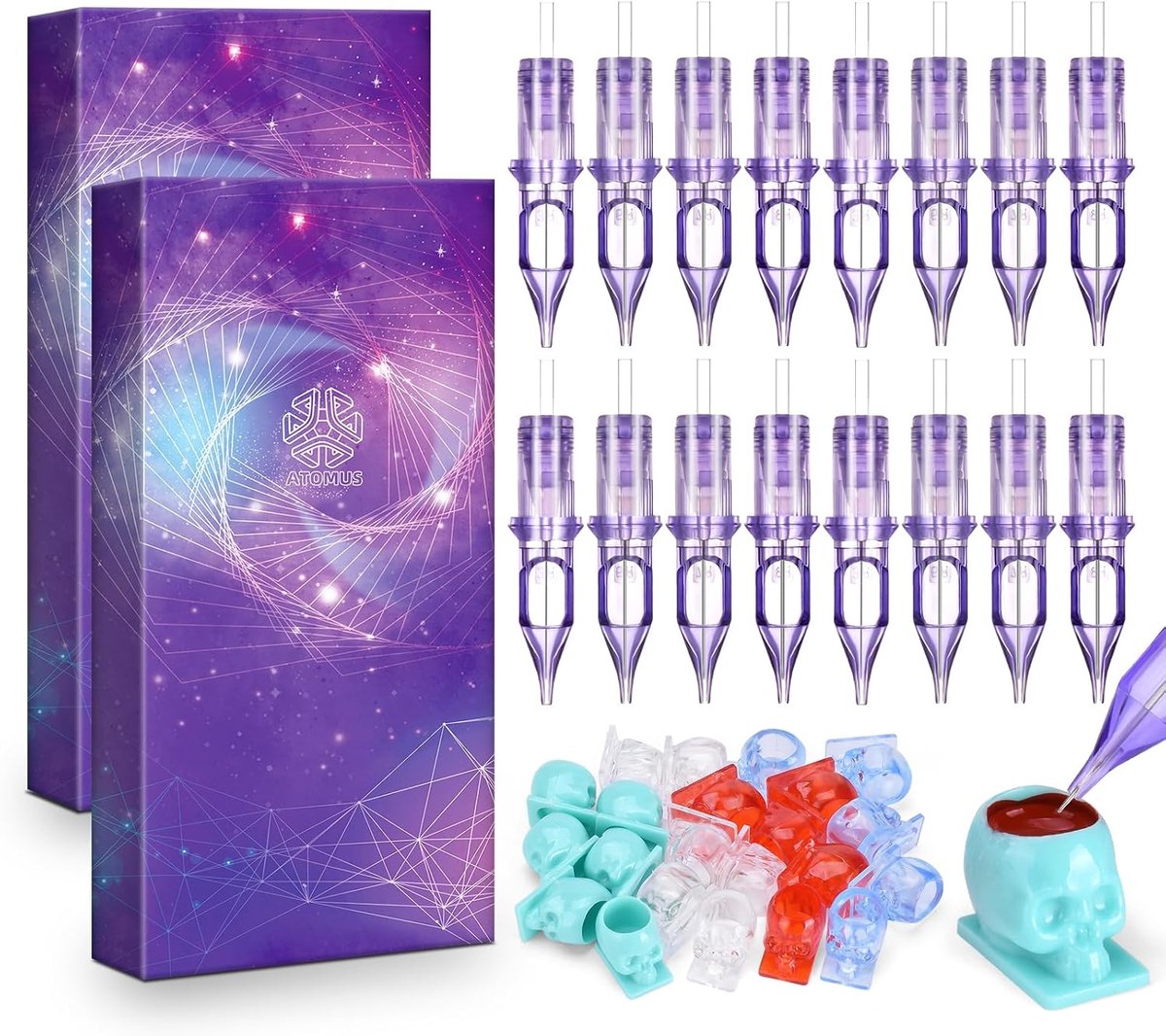 ATOMUS 40pcs Purple Tattoo Cartridge Needles 10pcs 1003RS 5RS 7RS 9RS Tattoo Needles for Tattoo Gun Pen Shader Pattern - ShopVlot