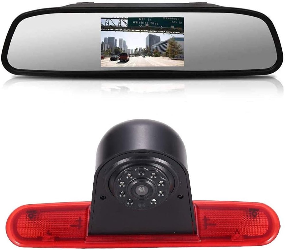 「12mm Objektiv CMOS Rückfahrkamera + 4.3 inch rearview mirror」Bremsleuchte Car Dach Rückfahrkamera für FIAT Doblo 263 - ShopVlot