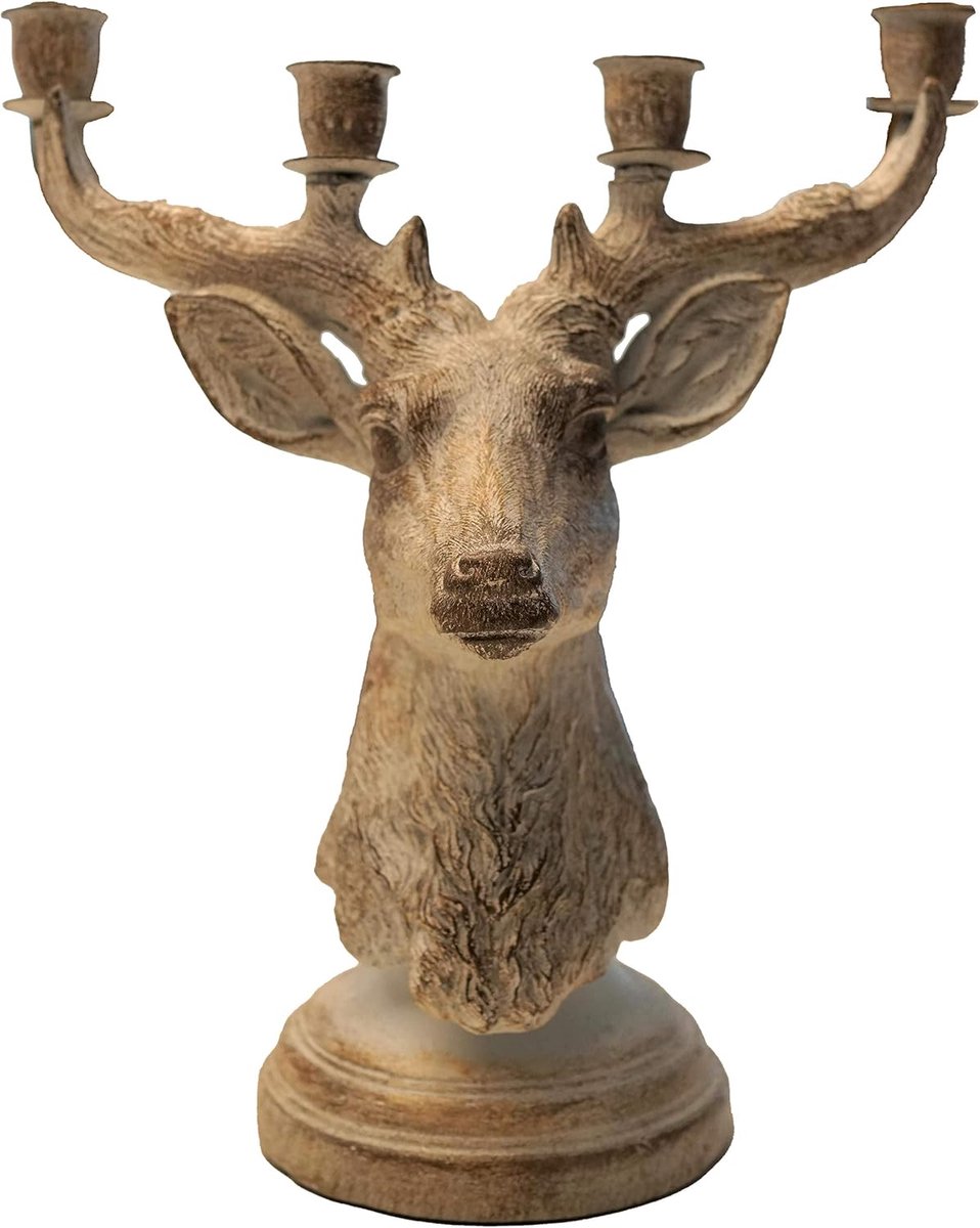 khevga Candle holder deer antlers for 4 candles silver of polyresin - ShopVlot