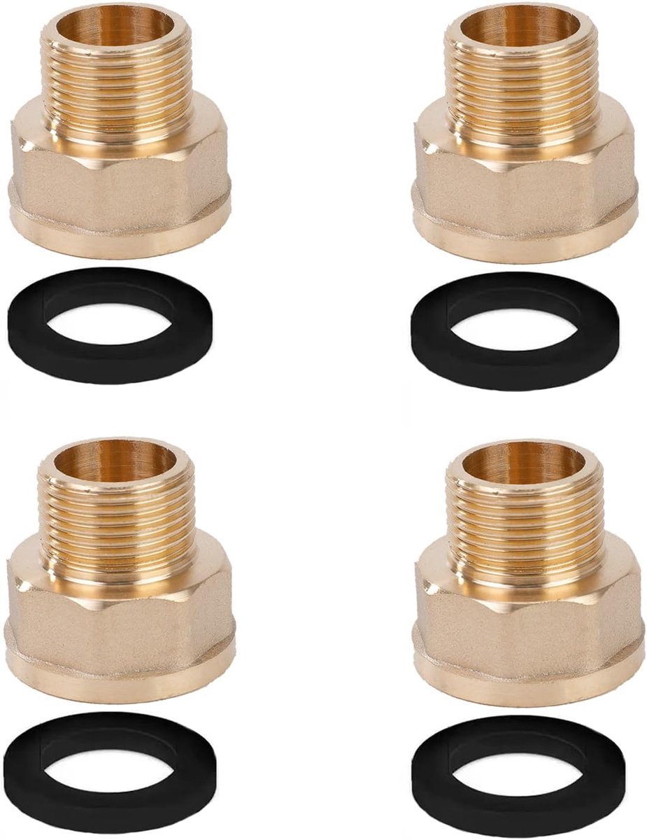 4 pieces hydraulic quick couplings, 1 inch, tap reducer from 1 inch to 3/4 inch, robust adapter with rubber seal for - ShopVlot