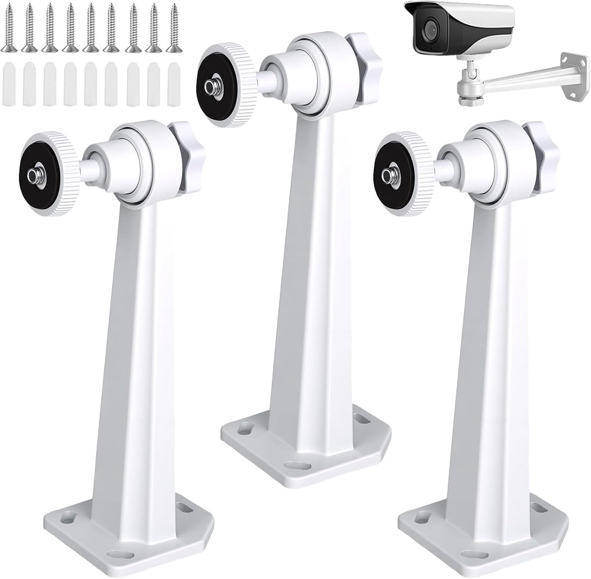 Set van 3 wandhouders voor bewakingscamera, verstelbare hoek, 360°-rotatie, camerahouder van aluminiumlegering, kan - ShopVlot