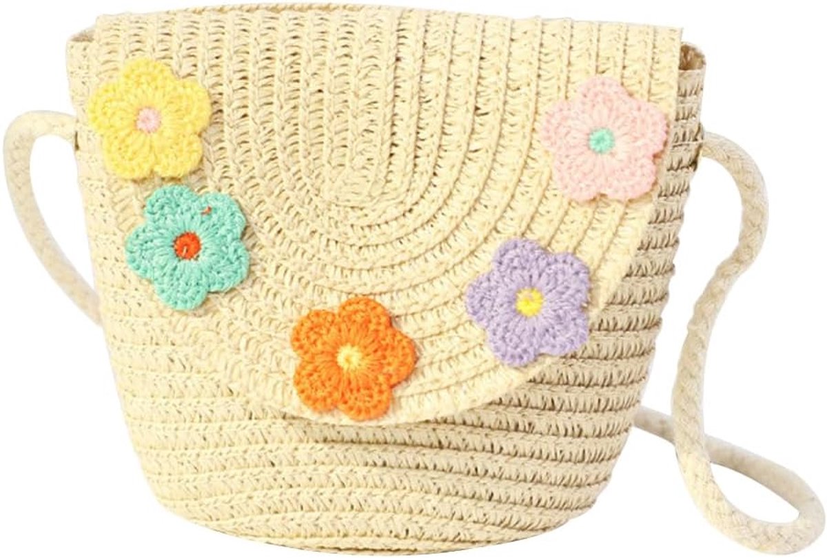 Meisjestassen Bloem Schoudertas Stro Tas Stro Tas Strandtas Crossbody Bag Stro Handtas Zomer Boheemse Modieuze - ShopVlot