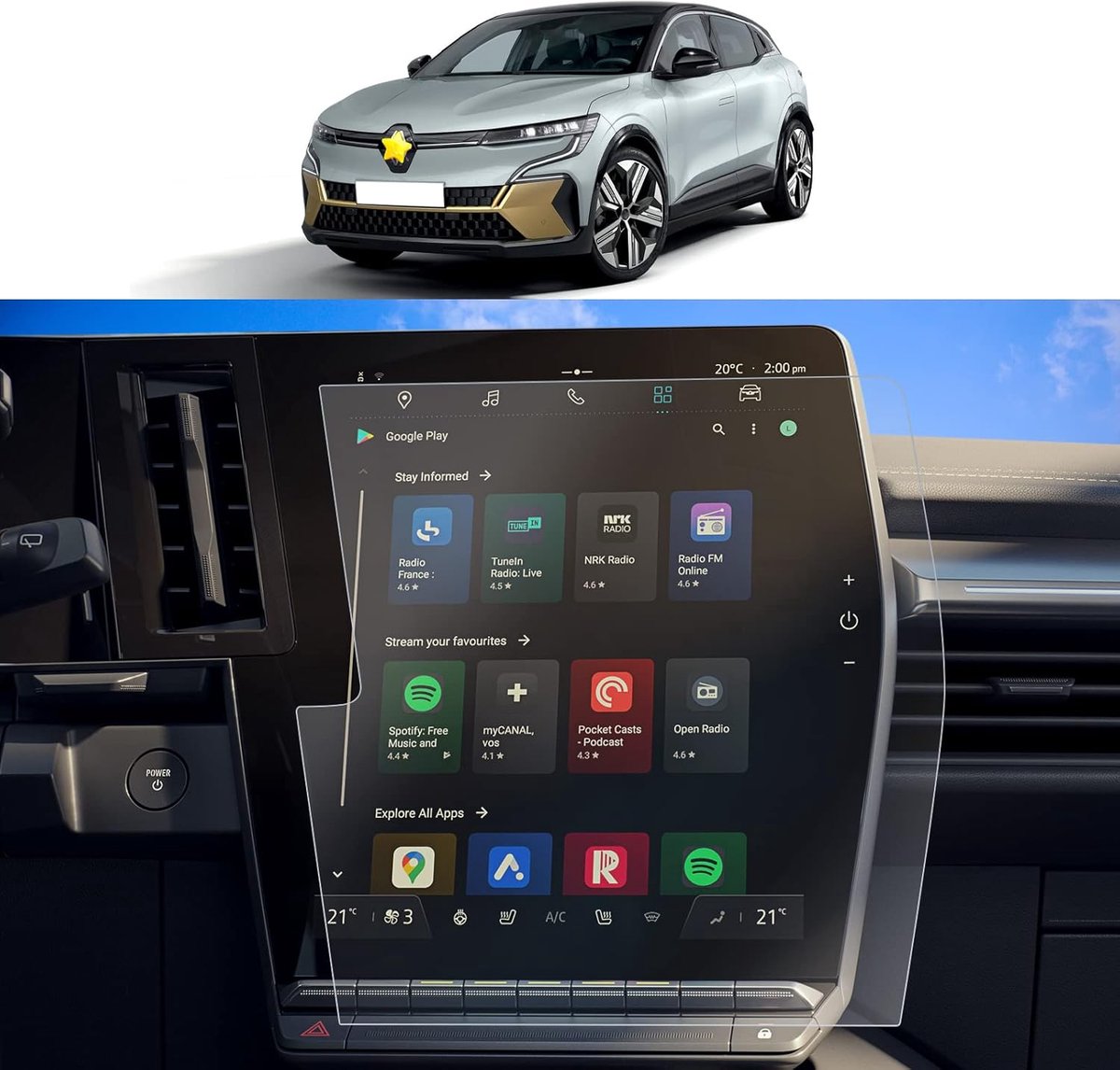 SKTU [2 Pack] Screen Protector Compatible with Renault Megane/Austral E-Tech OpenR Link / 2022-2024 GPS Navigation PET - ShopVlot