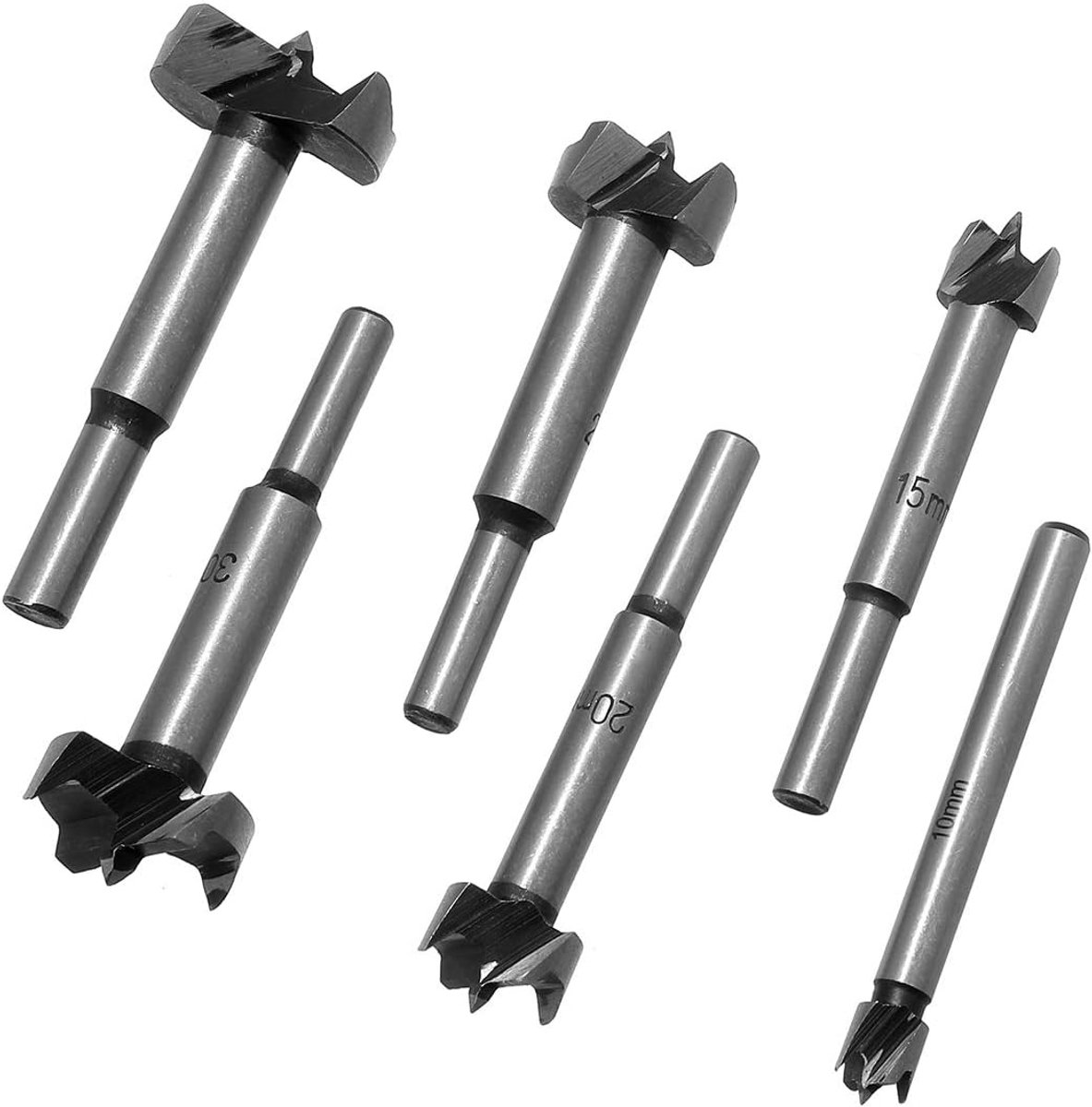 TOPWAY Forstner Wood Drill, 6PCS High Speed Carbide Steel Woodworking Hinge Bore HSS Hole Saw Drill Bit Set for - ShopVlot