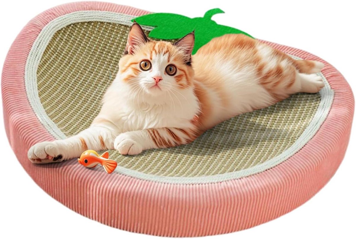 Katten Krabmand - Krabmeubel Slaapmand - Krabben Ontspannen - Natuurlijk Sisal Weefsel - 59 x 44 x 9.5 cm - Aardbei