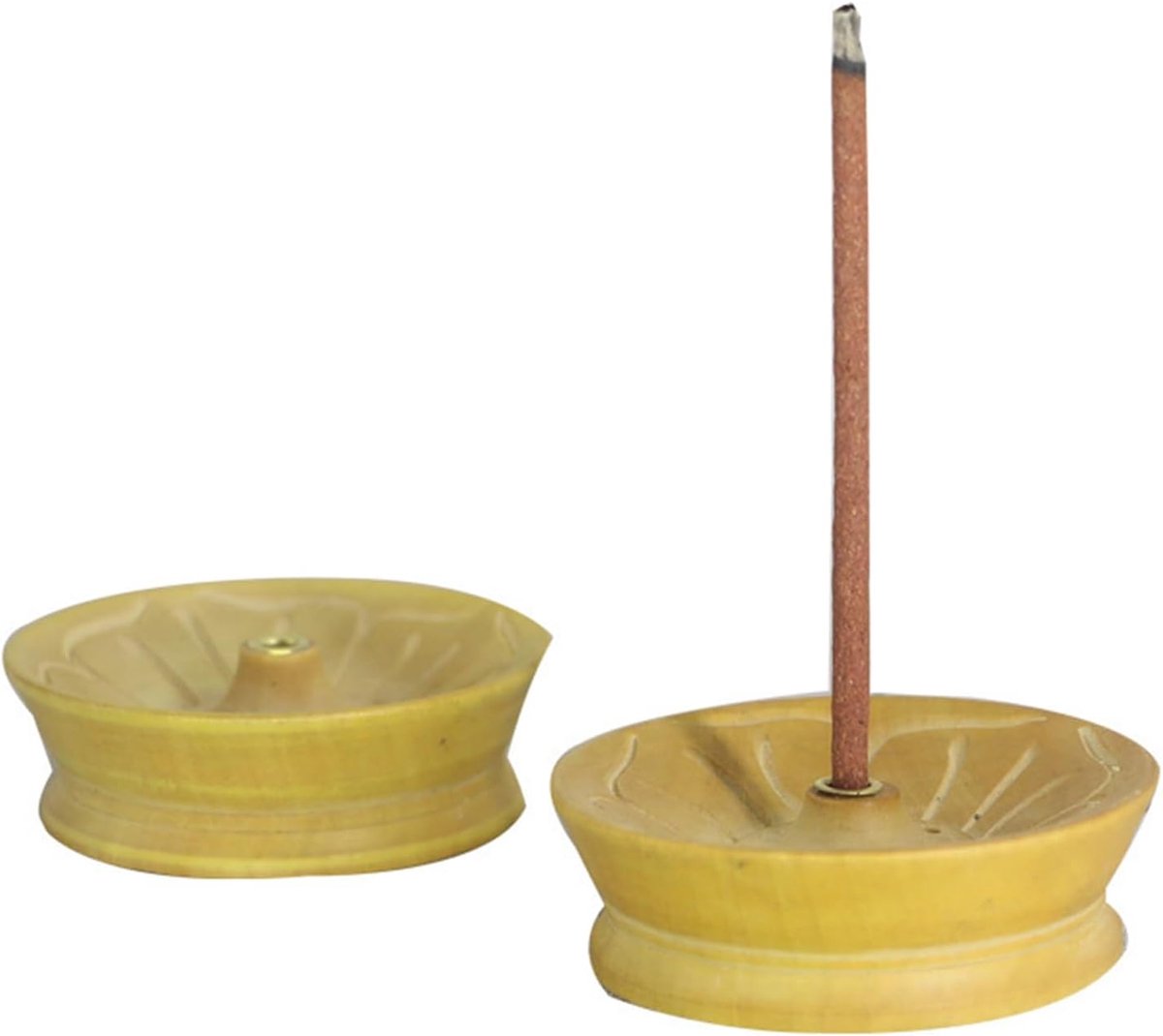 2 Pcs Wooden Lotus Incense Stick Holders, Handmade Incense Stick Burner with Ash Catching Bowl, Wide Ash Catcher - ShopVlot