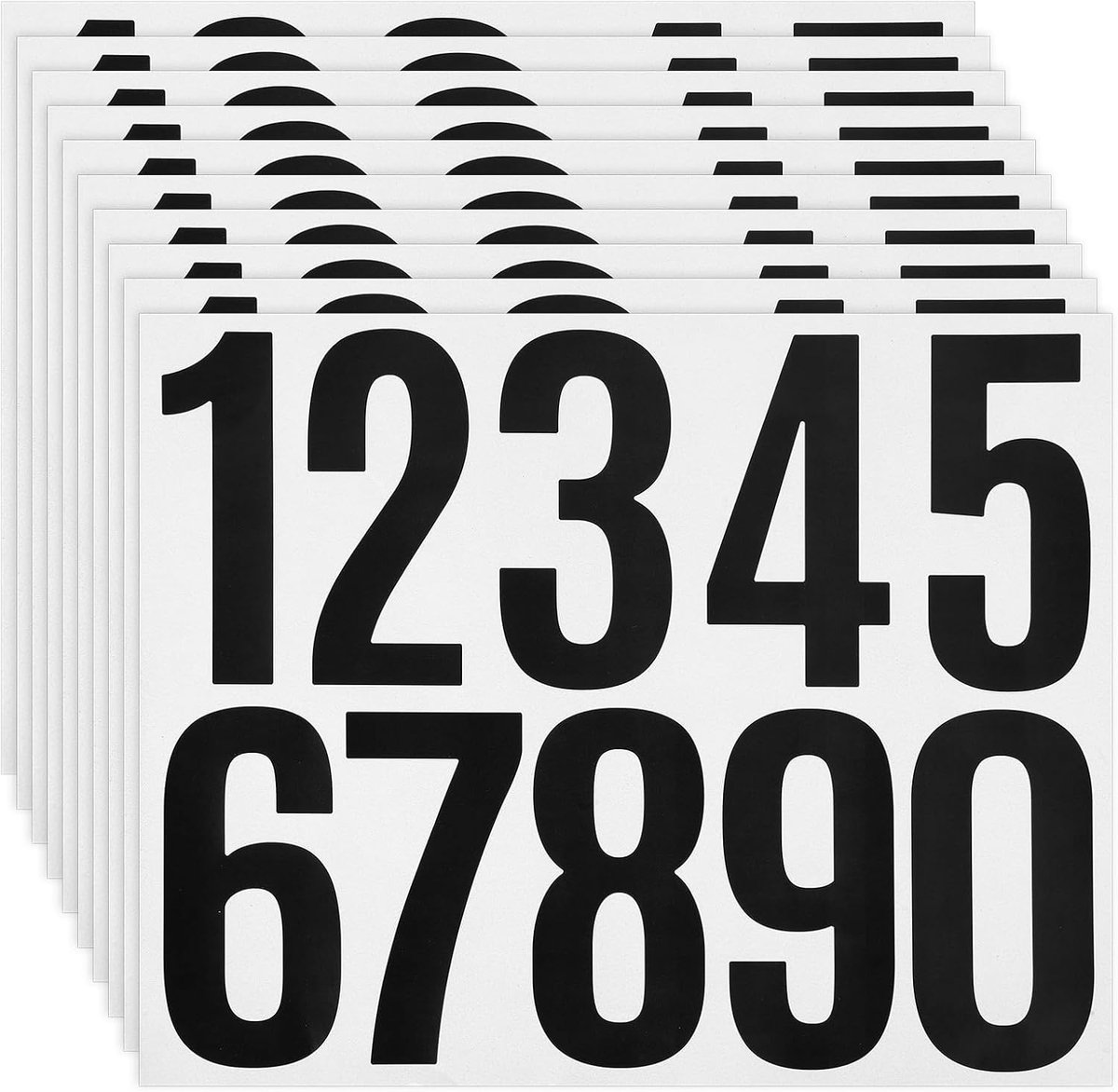 SHENLIU 10 Sheets 8 cm Number Stickers, Self-Adhesive 0-9 Number Stickers, Black, Aser Proof Number Stickers - ShopVlot