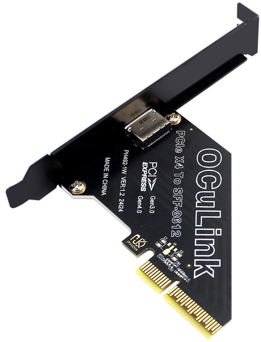 Cablecc PCIe 4.0 X4 to Oculink Adapter, SFF-8611/8612 to PCI Express Expansion Card Adapter with 8cm/12cm Slot Bracket - ShopVlot