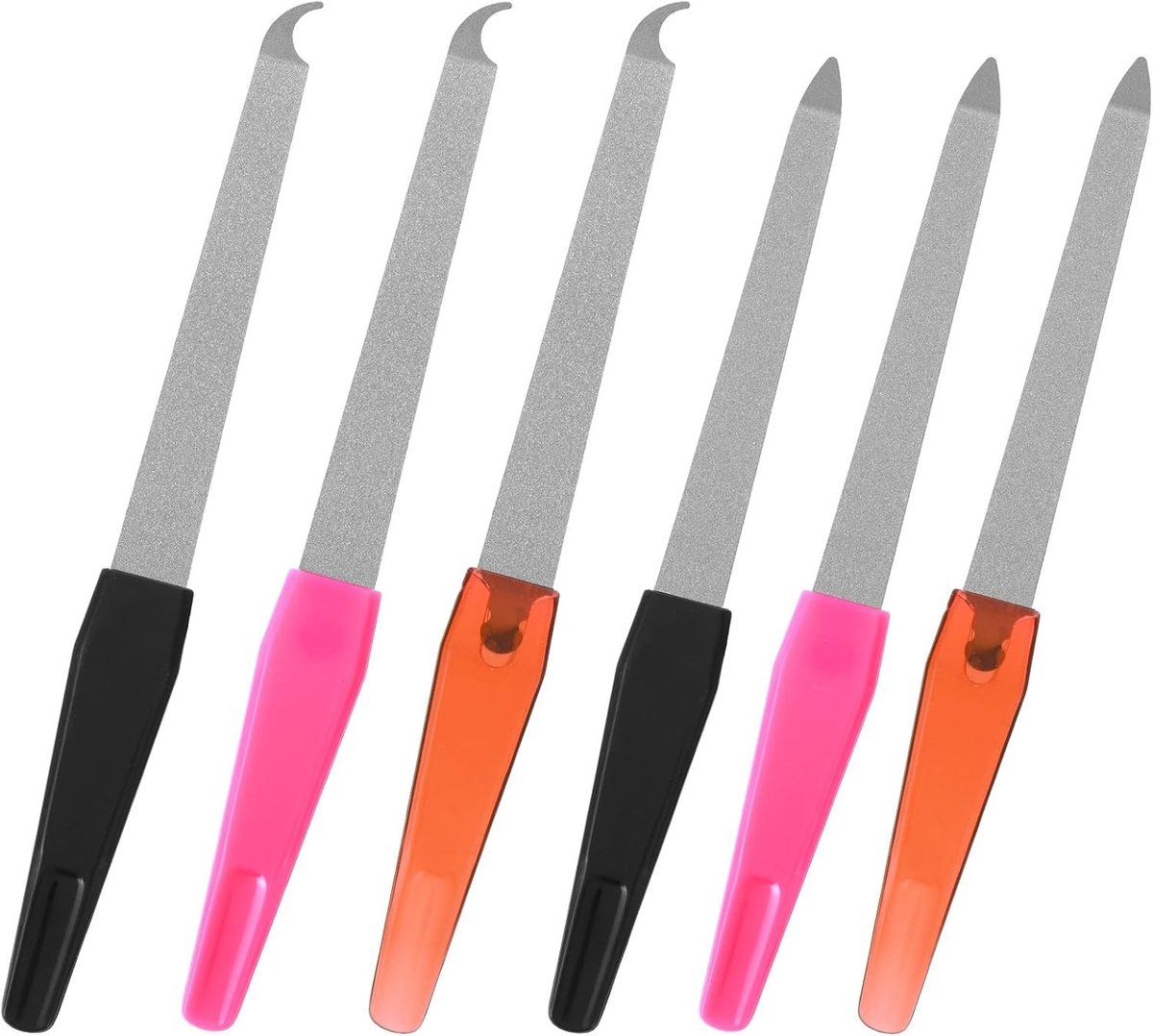 Set van 6 Professionele Vijlens voor Natuurlijke Nagels - Dubbelzijdige en Gebogen Vijlen met Roestvrij Staal en Diamantstof voor Manicure en Pedicure
