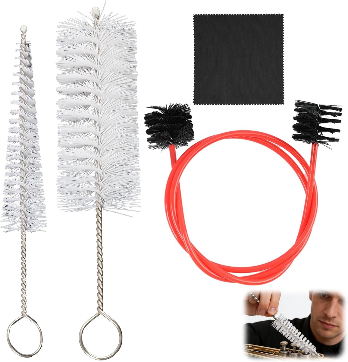 Trumpet reinigingsset met borstels - flexibele doek - complete set voor trompet en trombone - ShopVlot