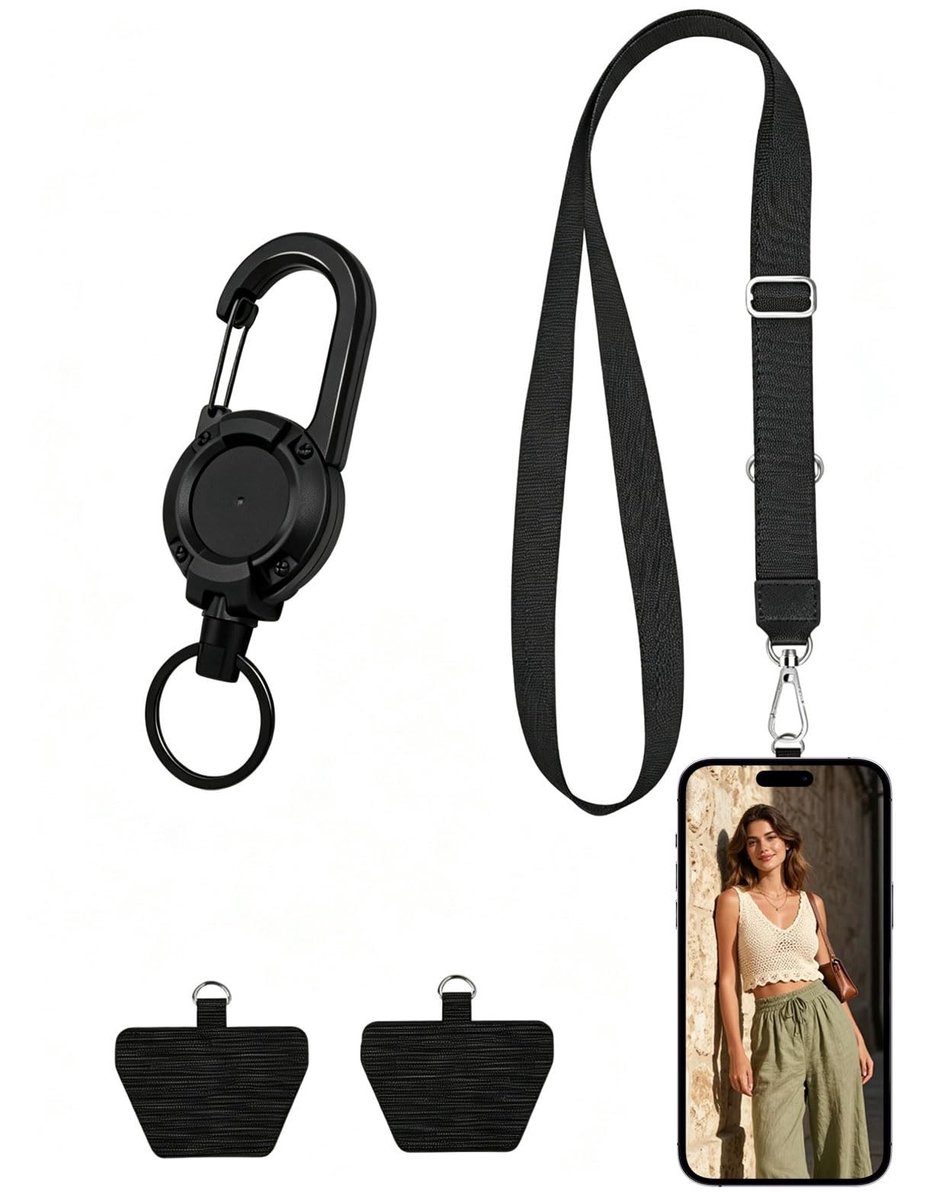 Solidchoice - Set van 4 Verstelbare Telefoon Lanyards met Karabijnhaak
