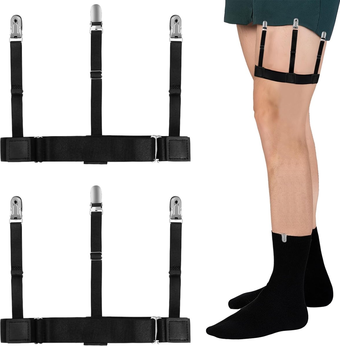 Solidchoice - Set van 2 Elastische Shirt Houders met Antislip Clips