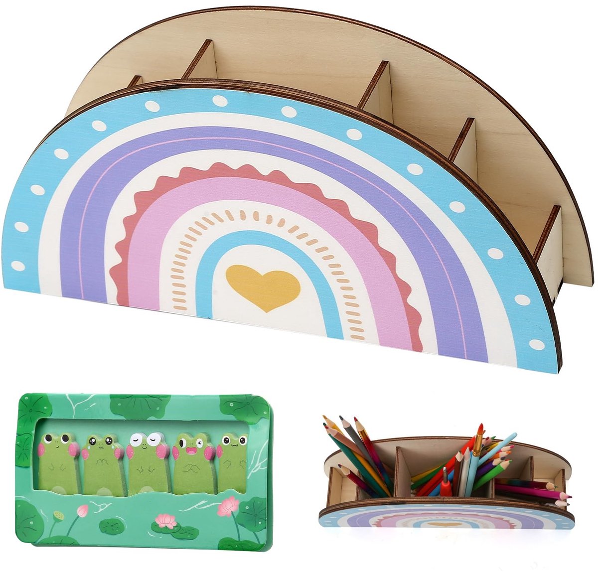 Solidchoice - Houten Regenboog Pennenhouder voor Kinderen