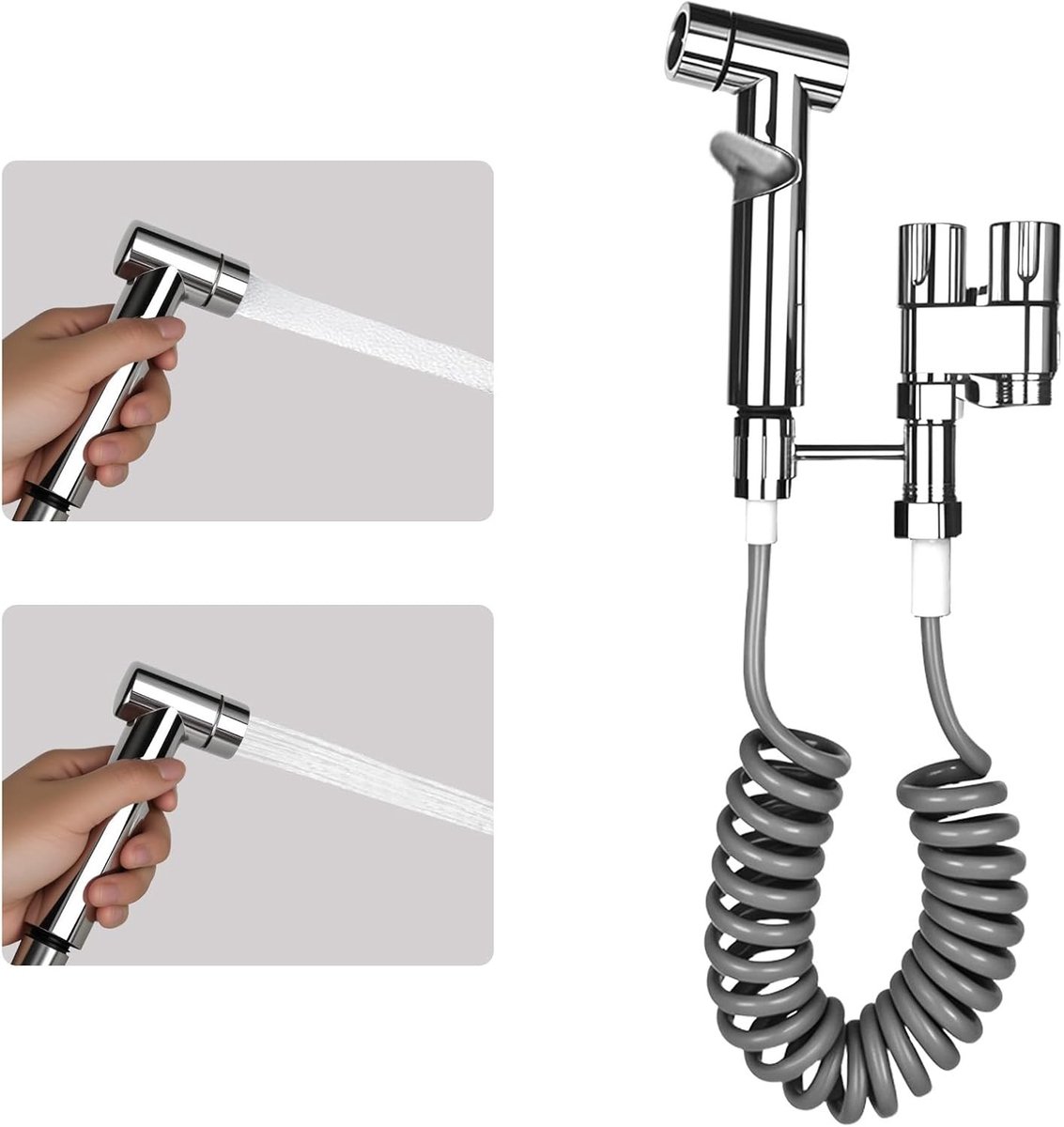 Bidet Toilet Hand Shower Set - RVS Handdouche met Dubbele Ventiel en 1-in-2 Uitgangen voor Dierenwassen en Hygiënische Reiniging