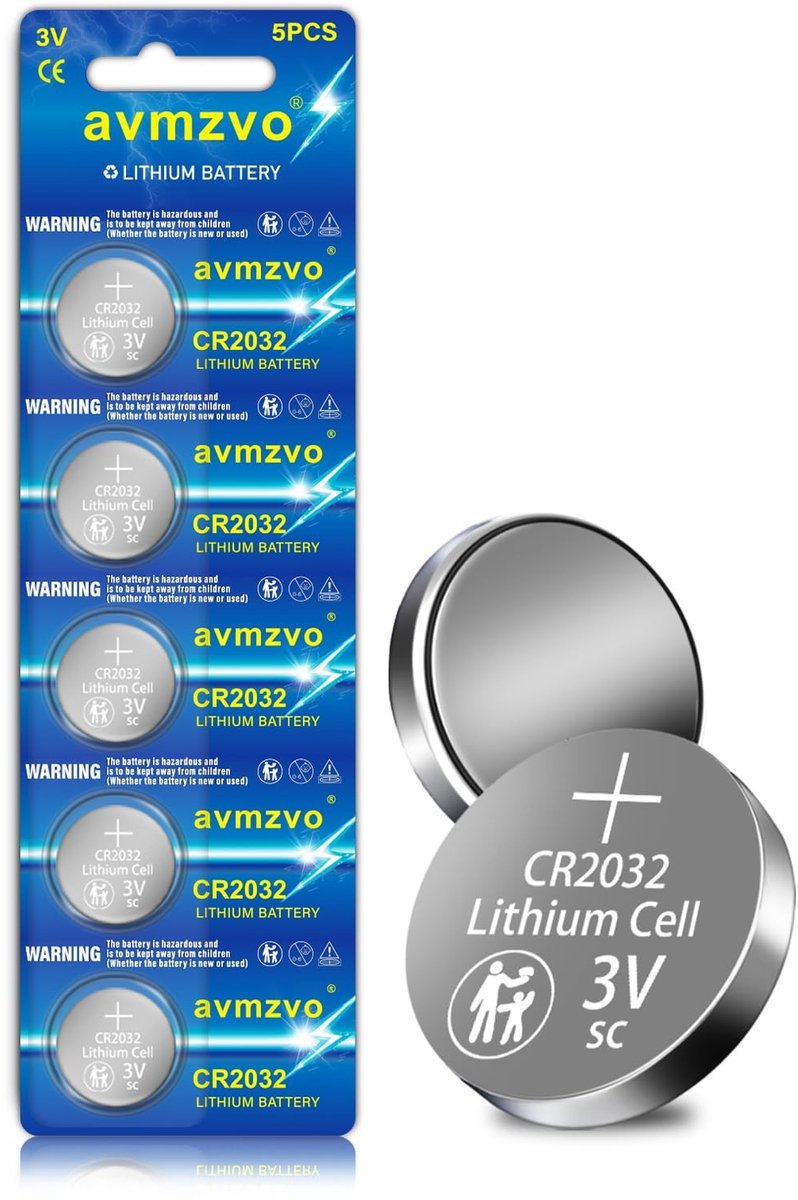 Solidchoice - CR2032 Lithium Knopcelbatterij 5 Stuks met Lange Houdbaarheid