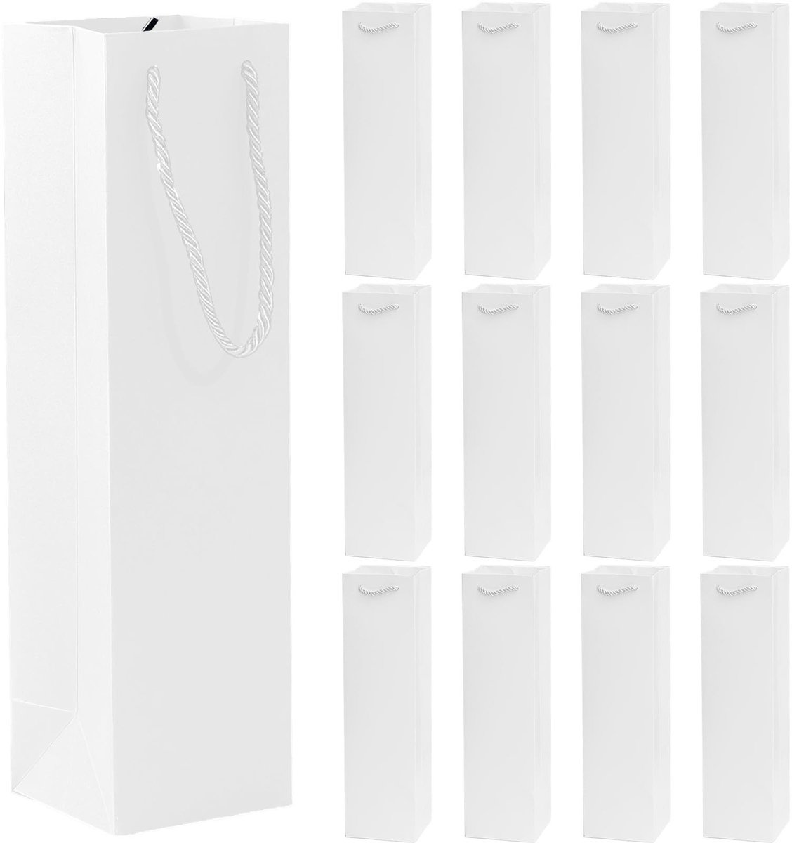 Solidchoice - Set van 12 Witte Wijnfles Cadeau Tassen van Kraft Papier