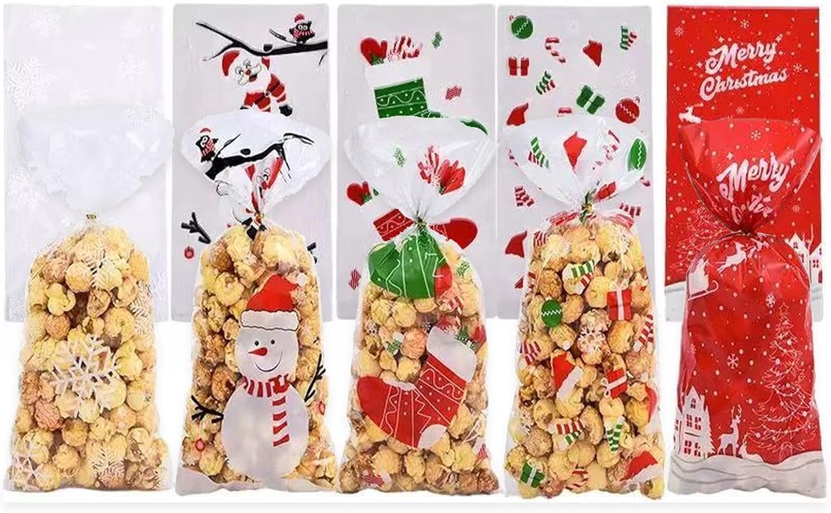 Krawatte geschenktas 27,5cm x 12,5cm - feestelijk sneeuwmanmotief - set van 100 - perfect voor kerstcadeaus - ShopVlot